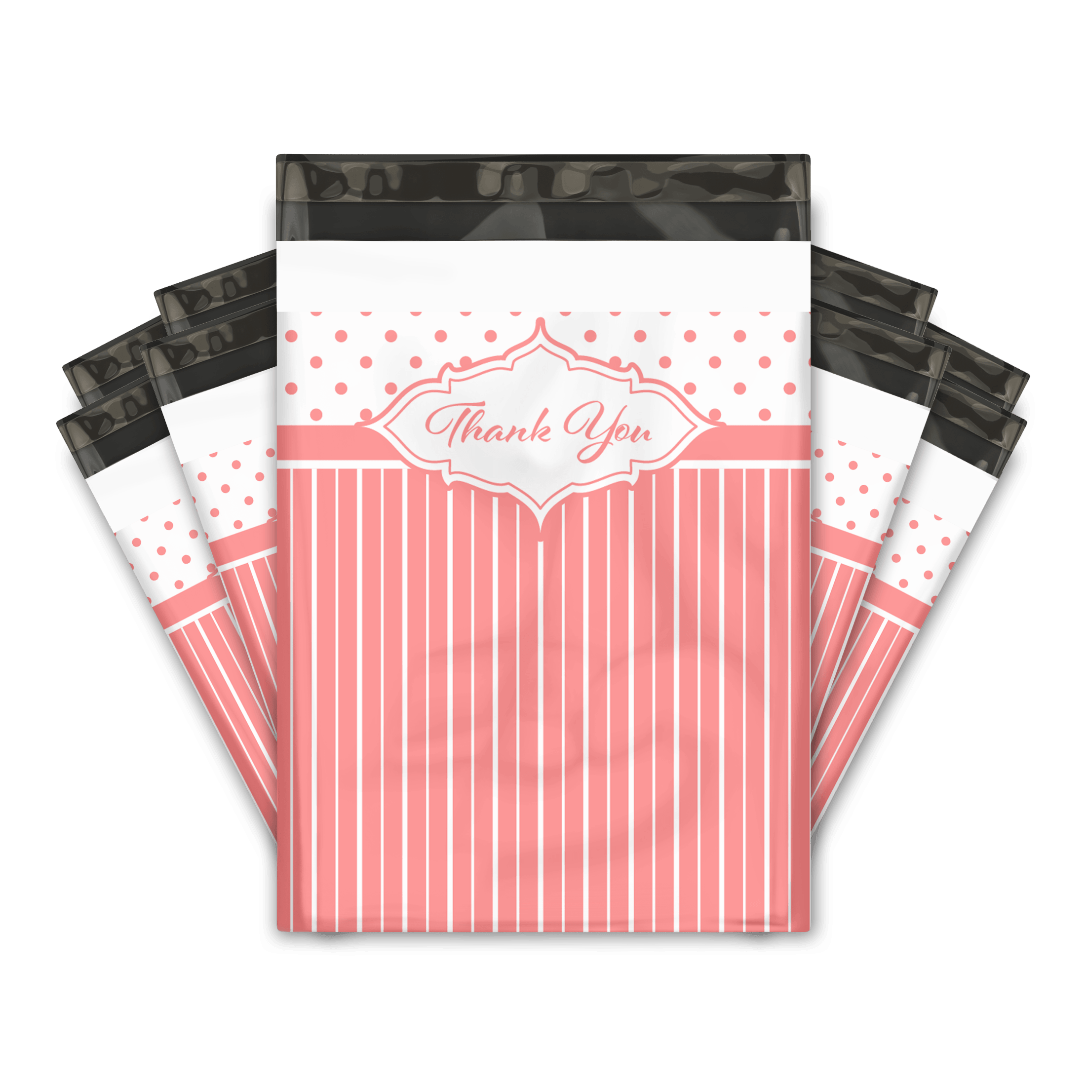 10x13 Inch Pink Thank You Stripes Polka Dots & Chevron Poly Mailers - Waterproof Shipping Envelopes for Ecommerce, Premium Printed Mailing Bags - Perfect for Small Businesses, Online Stores & Gift Packaging