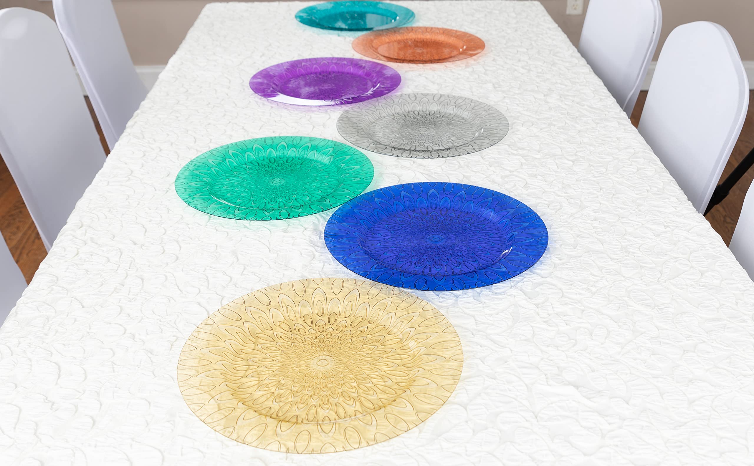 13 Inch Plastic Charger Plates - Gold Raindrop Design, Set of 8 - Elegant Dinnerware for Weddings, Parties & Special Events - Dishwasher Safe Decorative Plates