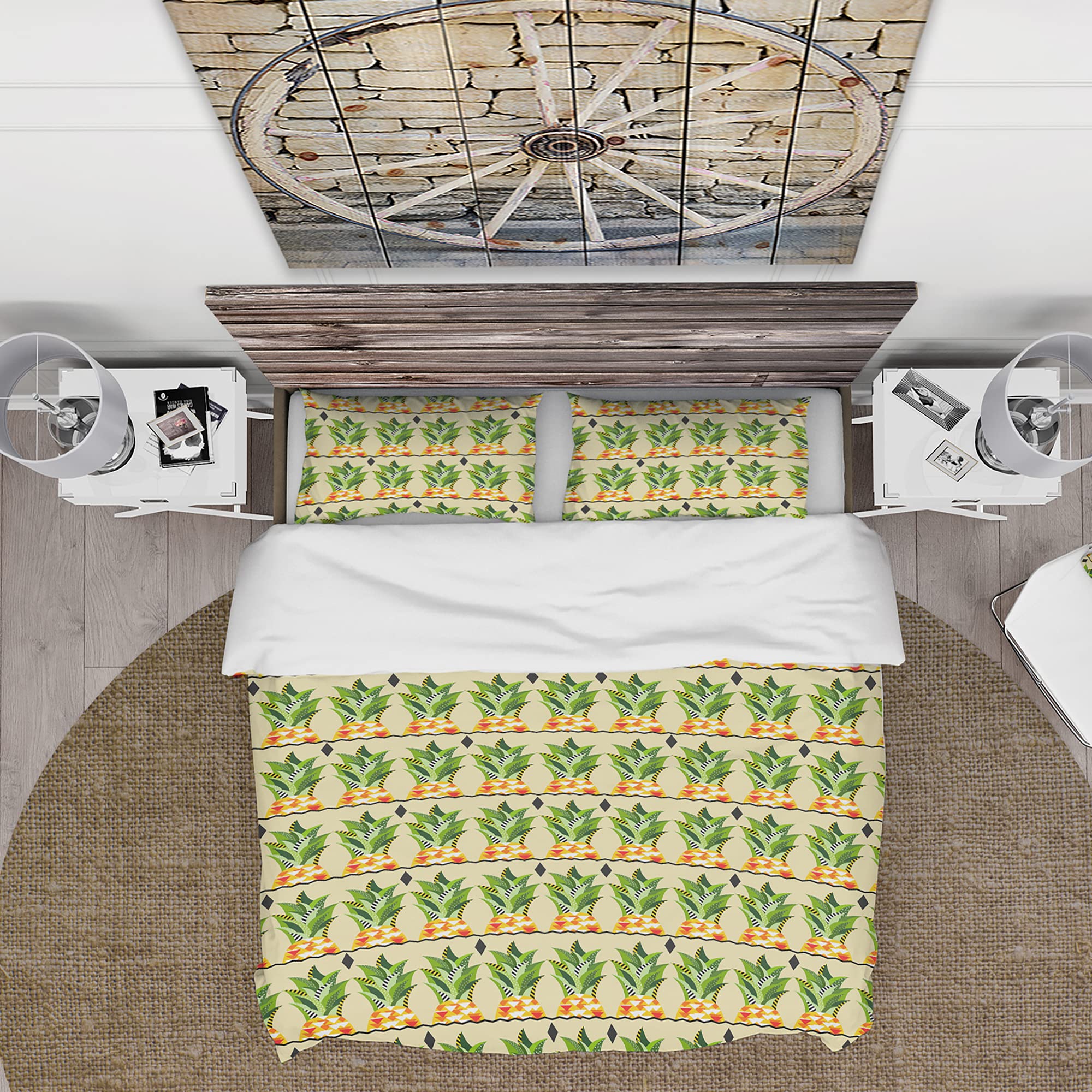 DesignQ Pineapple Heads with Geometric Body Duvet Cover Set | Soft & Stylish Bedding for Kids & Adults | Perfect for Bedrooms, Dorms, and Guest Rooms