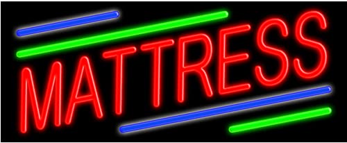 Mattress Glass Neon Sign #10833 - Handcrafted in USA | Perfect for Bedroom Decor, Bar & Retail Store Lighting