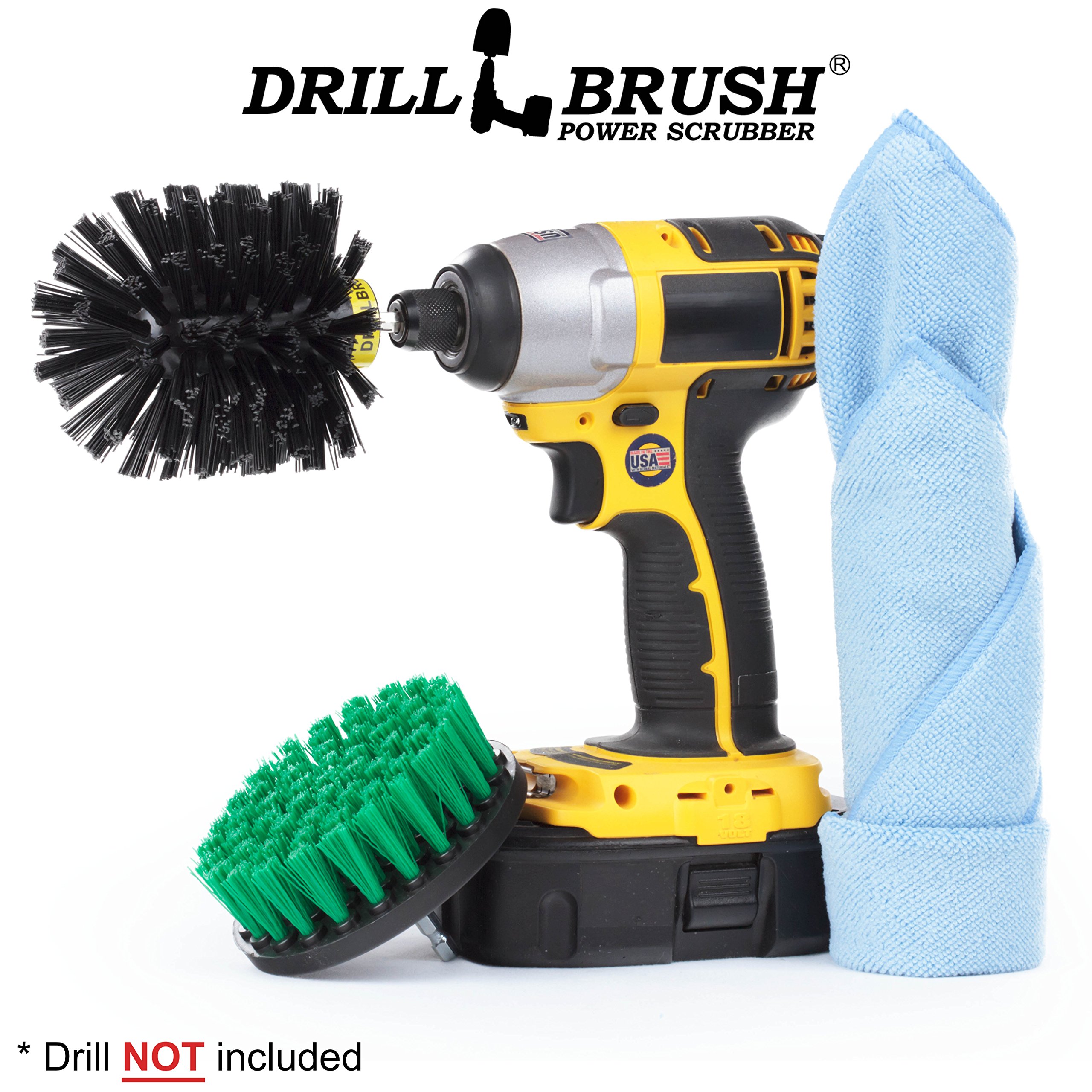 Drillbrush Cordless Tile and Grout Scrubber Kit - Power Scrubber for Bathroom Cleaning, Shower Tiles, Sinks & Kitchen Surfaces