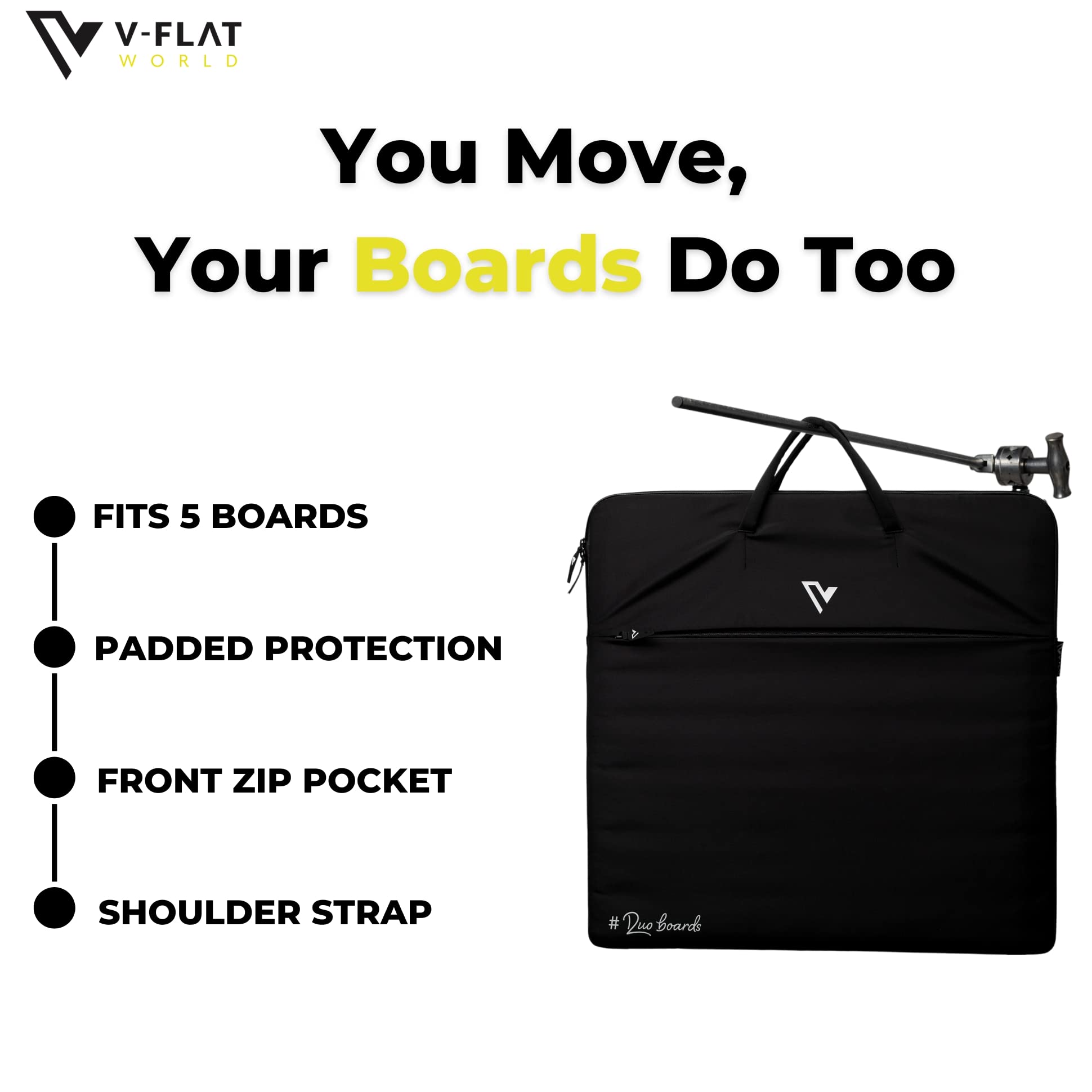 V-FLAT WORLD - Professional Duo Board Bag for Skateboards & Longboards - Perfect for Travel, Commuting & Storage