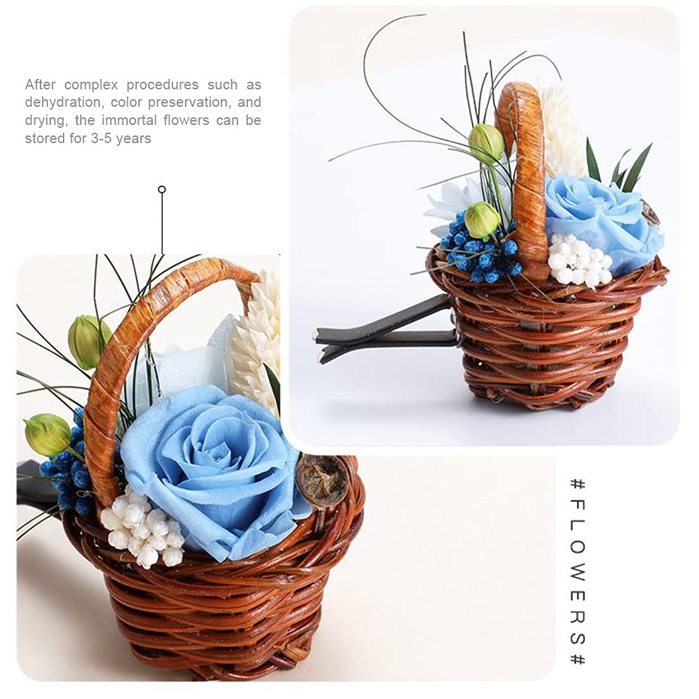 Universal Car Air Vent Flower Basket Clip - Everlasting Rose Dried Flower Decor for Auto Interior | Perfect for Valentine's Day Gifts, Wedding Decor & Car Accessories