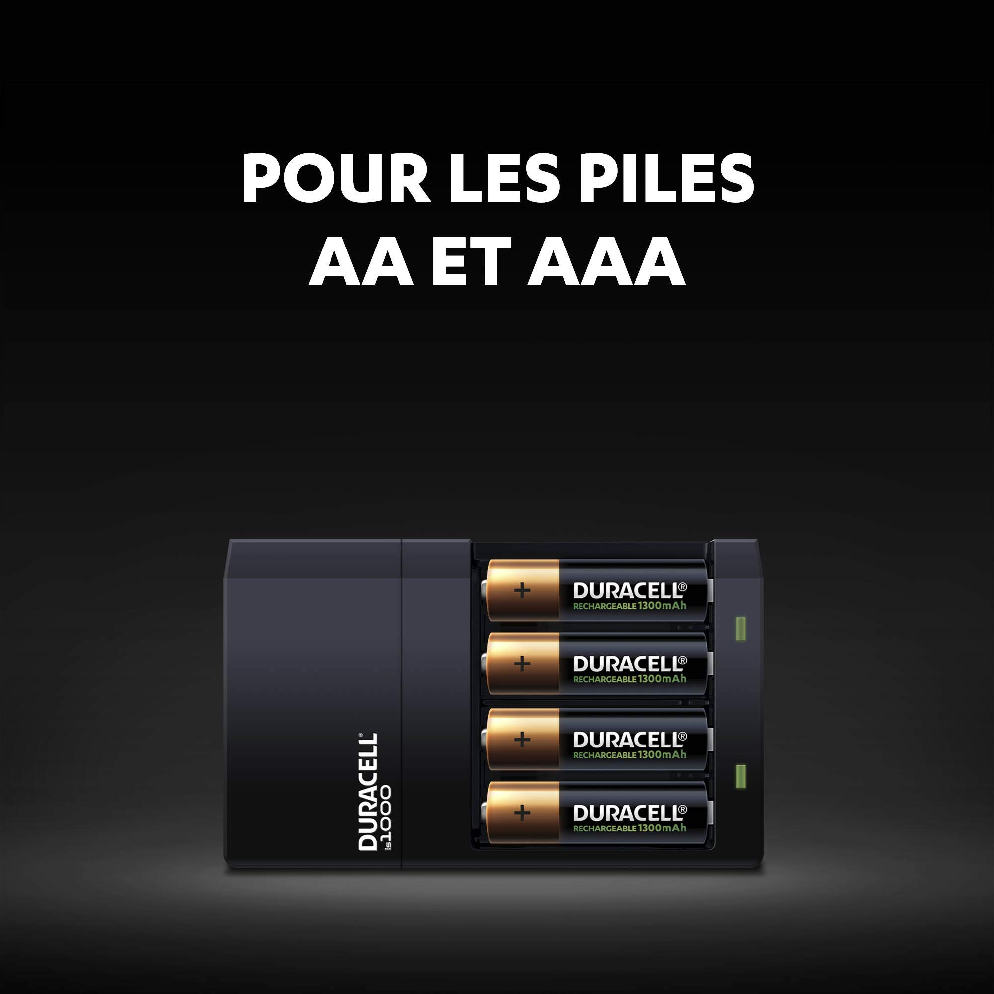 Duracell AA & AAA Battery Charger with 4-Hour Fast Charging - Includes 2 Rechargeable AA & 2 AAA Batteries - Perfect for Cameras, Toys, and Household Electronics