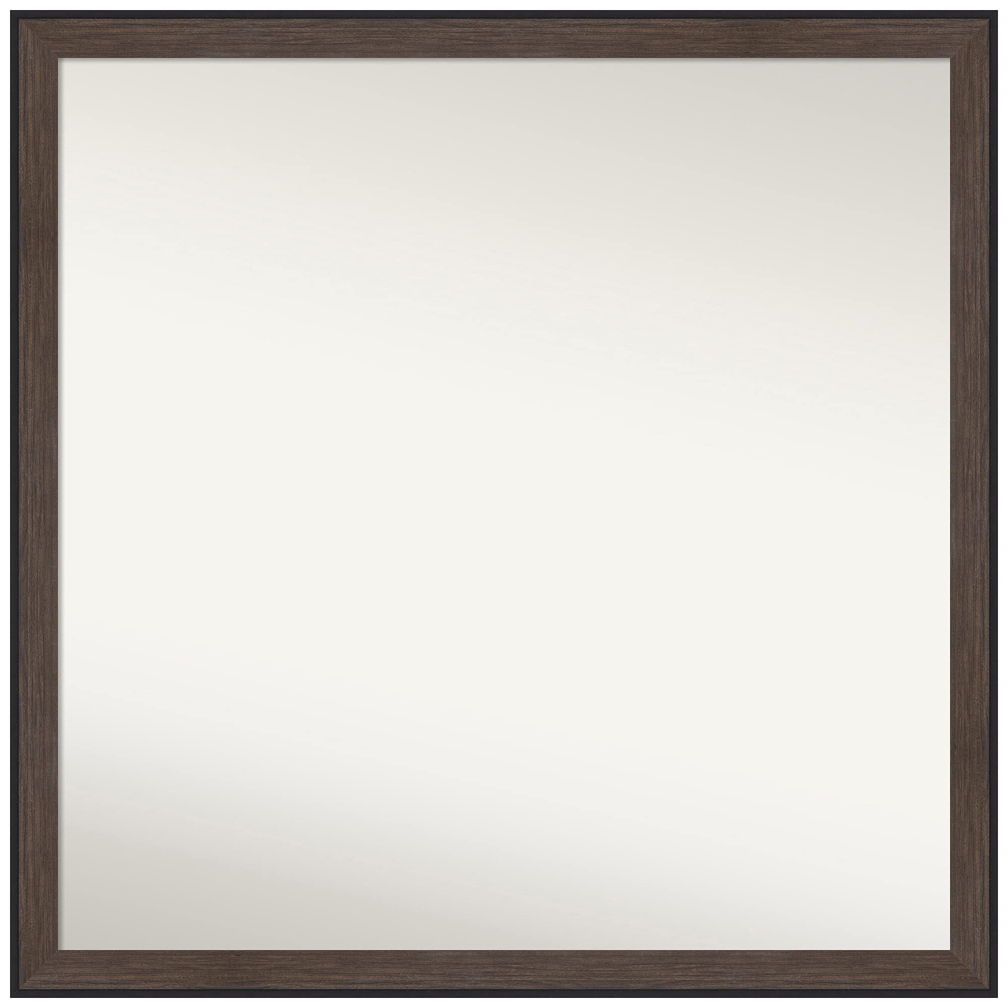 Amanti Art Custom Wall Mirror 22.75x22.75 Inch - Non-Beveled Brown Narrow Frame - Bathroom, Living Room, Bedroom Decor - Various Sizes Available