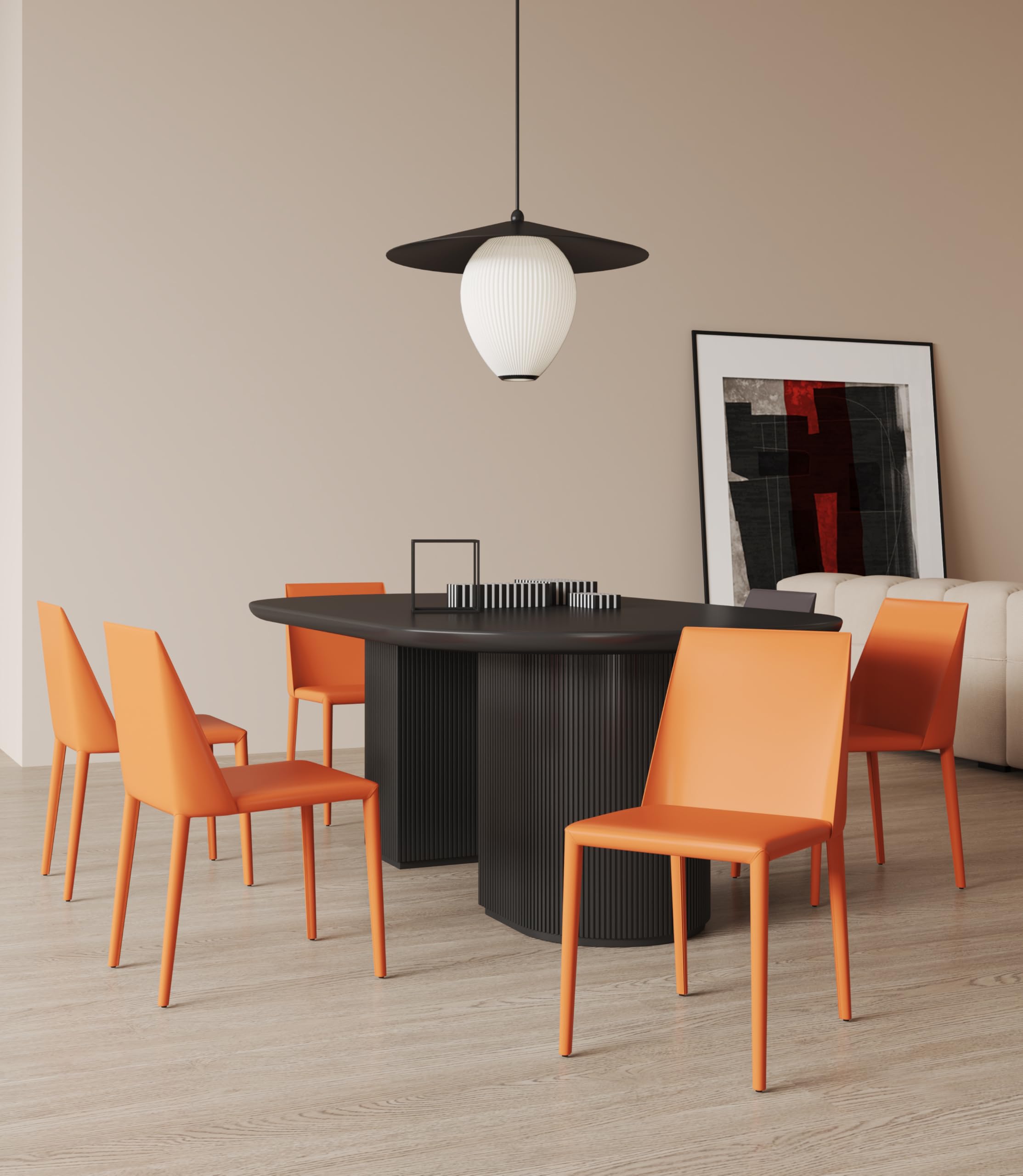 Paris Modern Saddle Leather Dining Chairs Set of 2 - Metal Frame & Comfortable Padded Seat - Fully Assembled Kitchen Accent Furniture in Coral - Perfect for Dining Rooms, Breakfast Nooks & Contemporary Home Decor