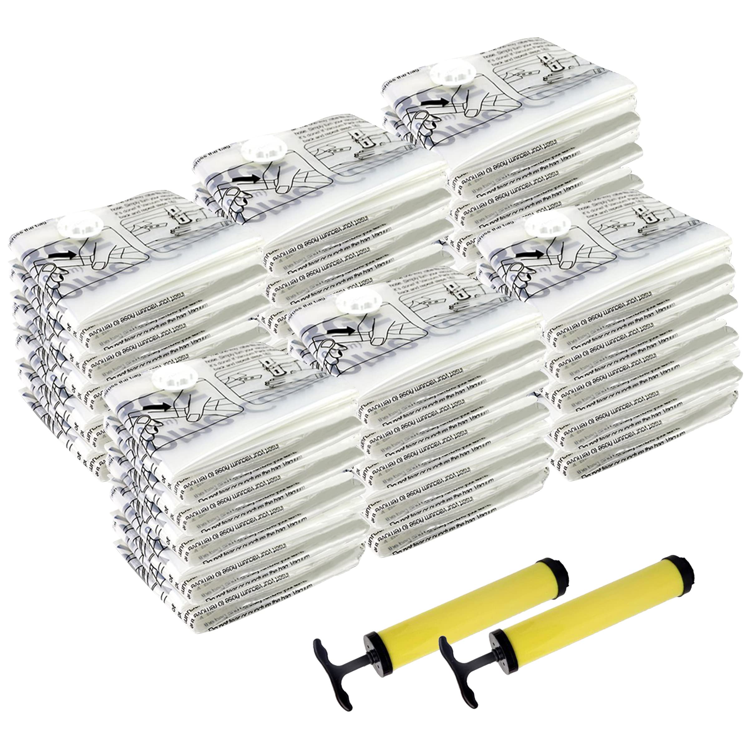 30 Pack Vacuum Storage Bags - Space Saving Compression Bags for Clothes, Blankets & Travel - Airtight Storage Organizer with Hand Pump (6 Sizes) - Perfect for Seasonal Storage, Moving & Small Space Organization