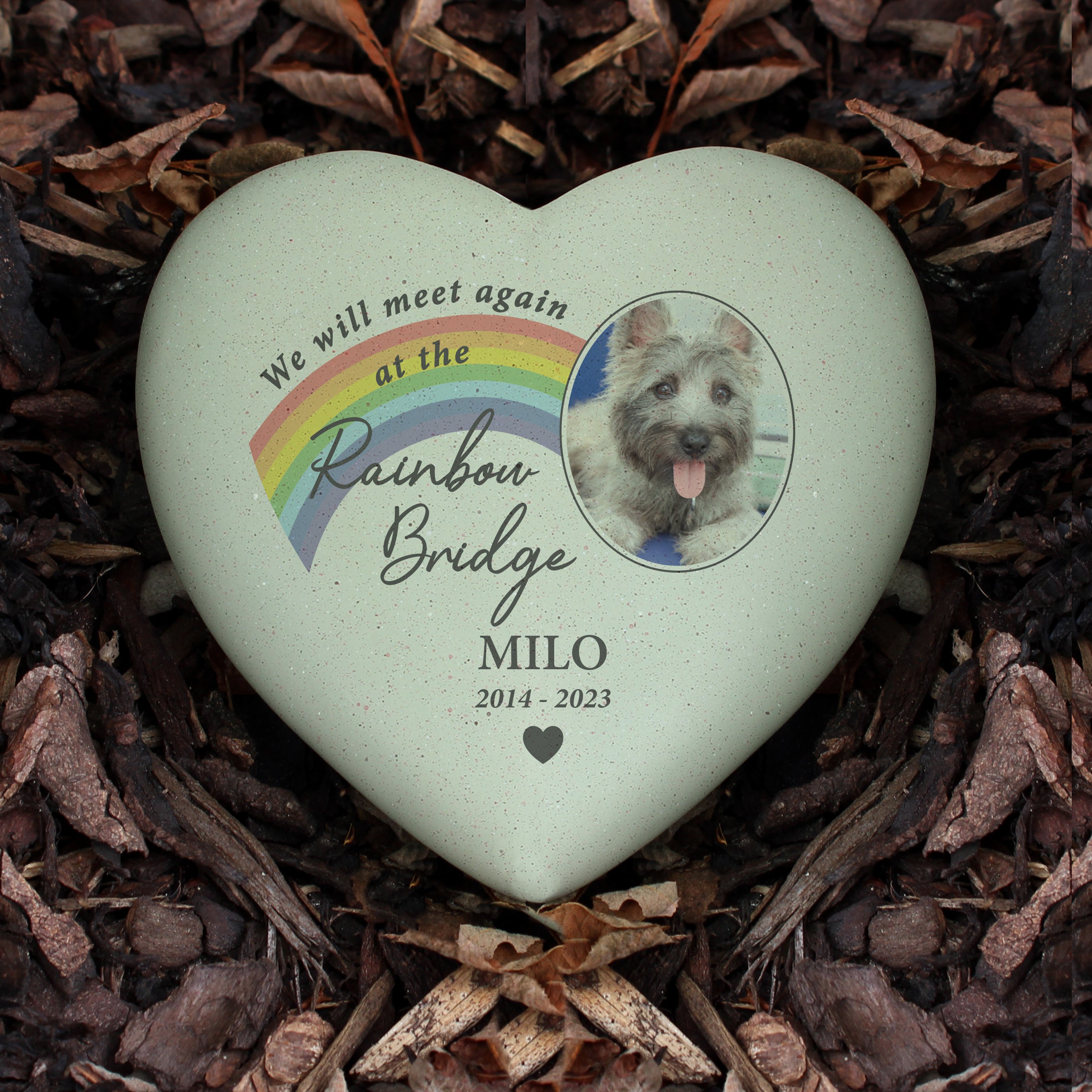 Personalized Pet Memorial Heart - Custom Rainbow Bridge Photo Upload - Resin Keepsake for Pet Loss Remembrance - Perfect for Pet Memorial Gifts & Sympathy Decor