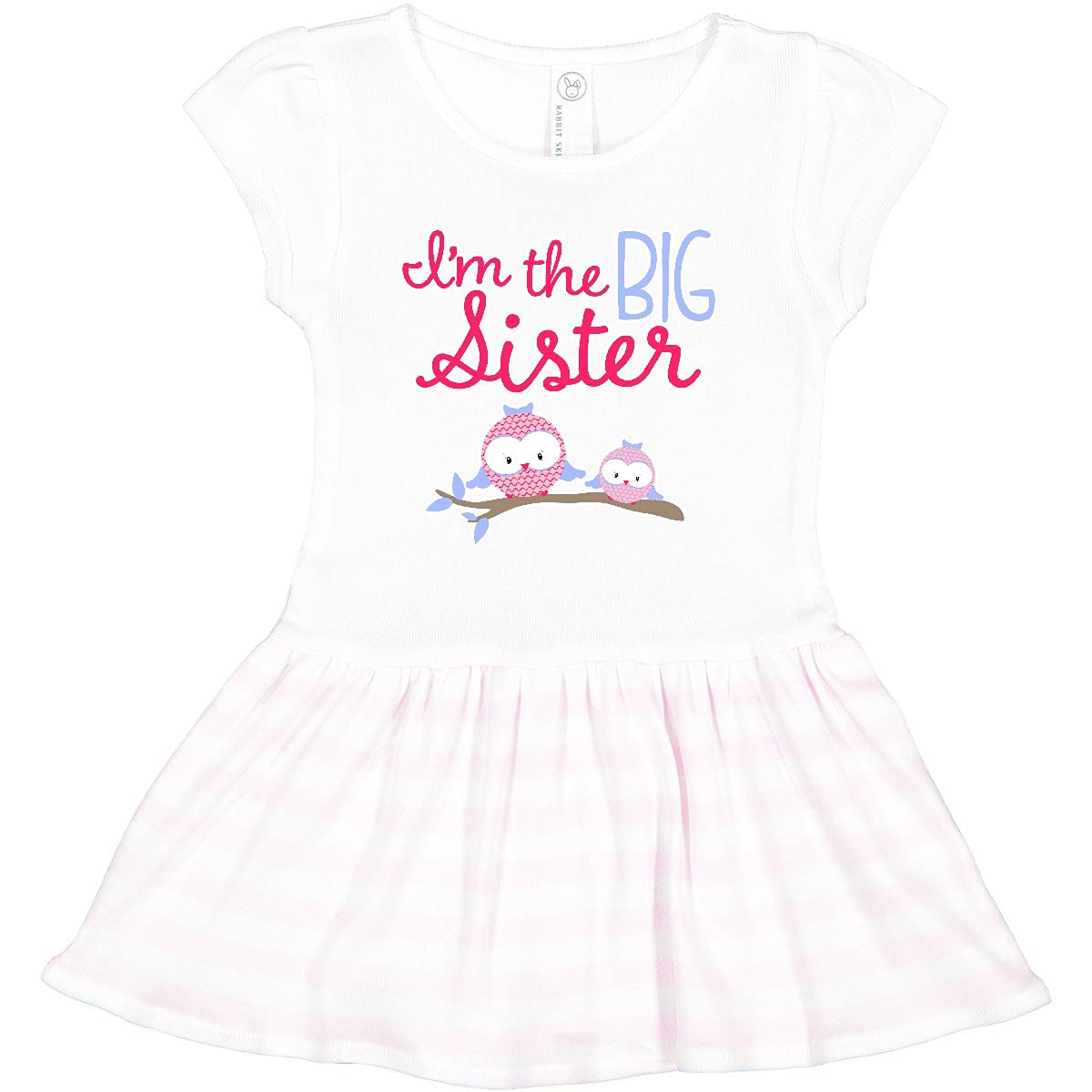 Inktastic Big Sister Owls Toddler Dress - Cute Owl Print Baby Girl Outfit for Casual Wear & Family Photos