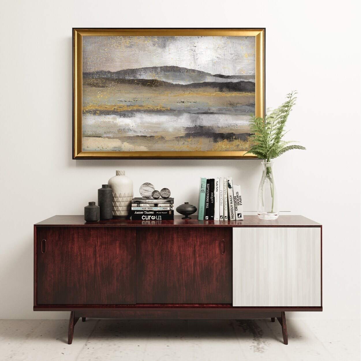 Wexford Home Rolling Hills Gold Frame Wall Mirror - Elegant Home Decor for Living Room, Bedroom & Entryway
