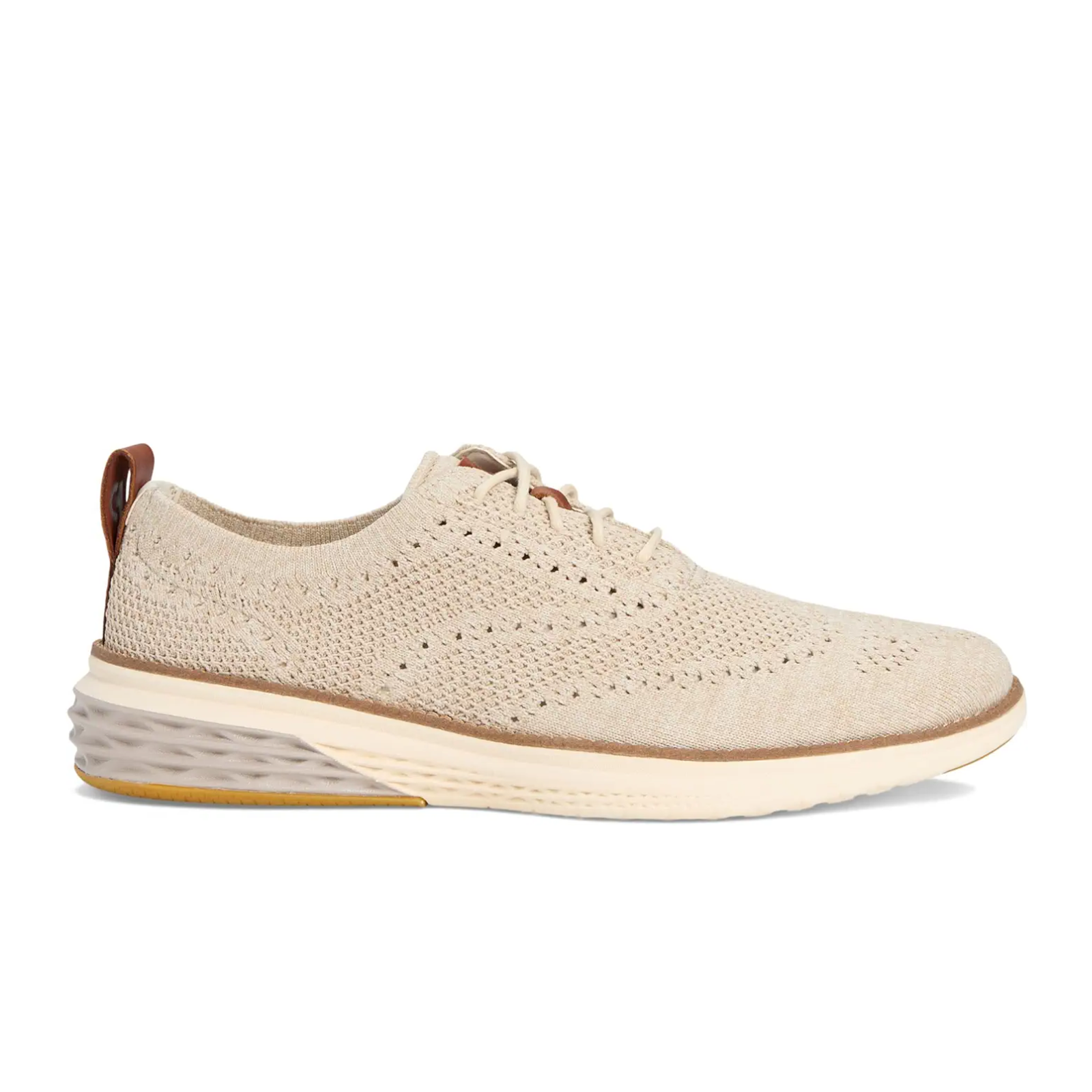 Cole Haan Grand Hurrion Stitchlite Wingtip Oxford Shoes for Men - Birch/Light Sesame/Ivory | Classic Business Casual Dress Shoes for Office, Wedding & Formal Events