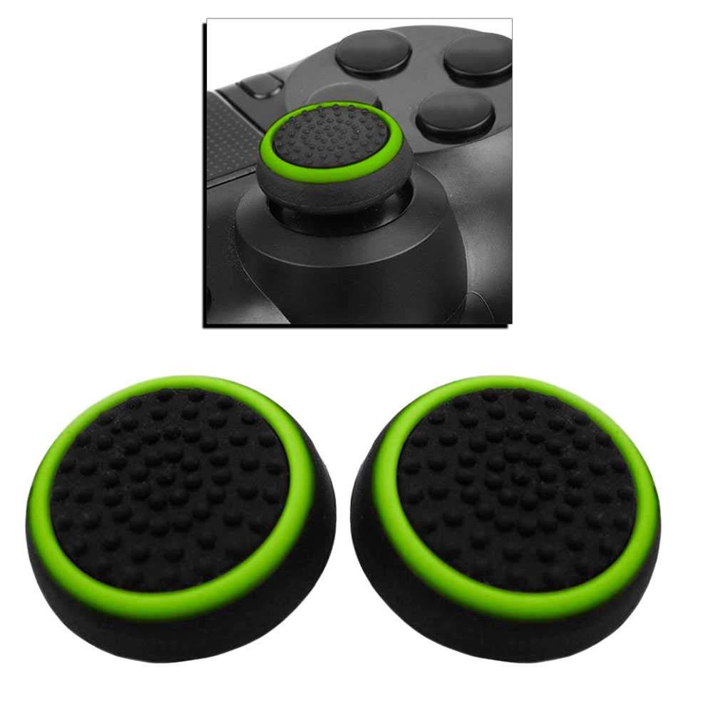 OcioDual 2-Pack Silicone Button Caps - Green Protective Cover Compatible with PS4, PS4 Slim, PS4 Pro & Xbox One Controller - Prevent Dust & Improve Grip for Gaming Sessions