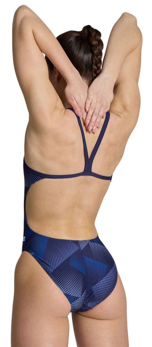 Arena Women's Halftone Challenge Back One Piece Swimsuit - High Performance Competitive Swimwear for Training & Racing | Perfect for Lap Swimming, Water Aerobics & Beach Activities