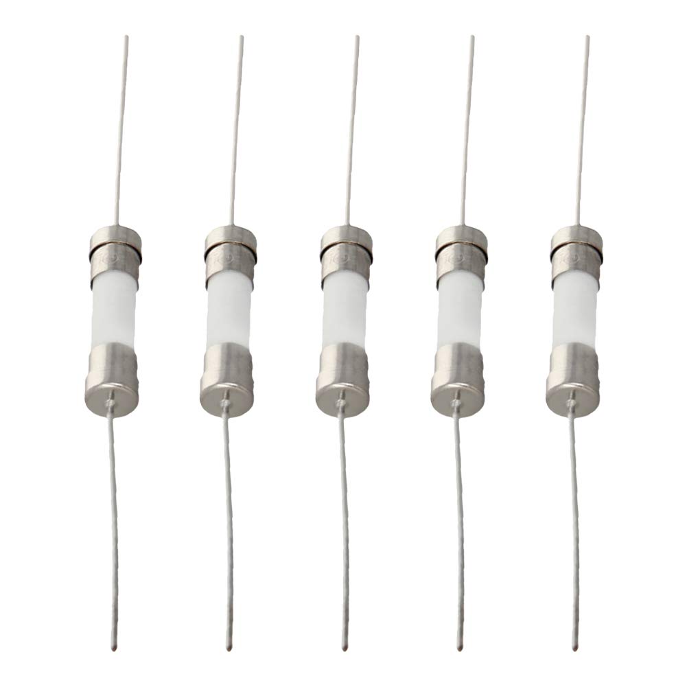 5Pcs Ceramic Axial Lead Fuse 5A 250V Slow Blow Fuses 5x20mm Time-Lag Delay Fuses (T5A) - Replacement for Electronics, Appliances & Power Tools