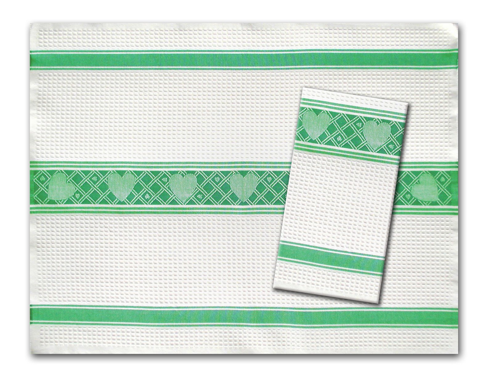 Premium 100% Cotton Waffle Weave Kitchen Towels Set of 2 - Soft Absorbent Heart Pattern Dish Cloths for Drying Dishes, Cleaning Countertops & Decorating Kitchen - Ulster Linen Collection