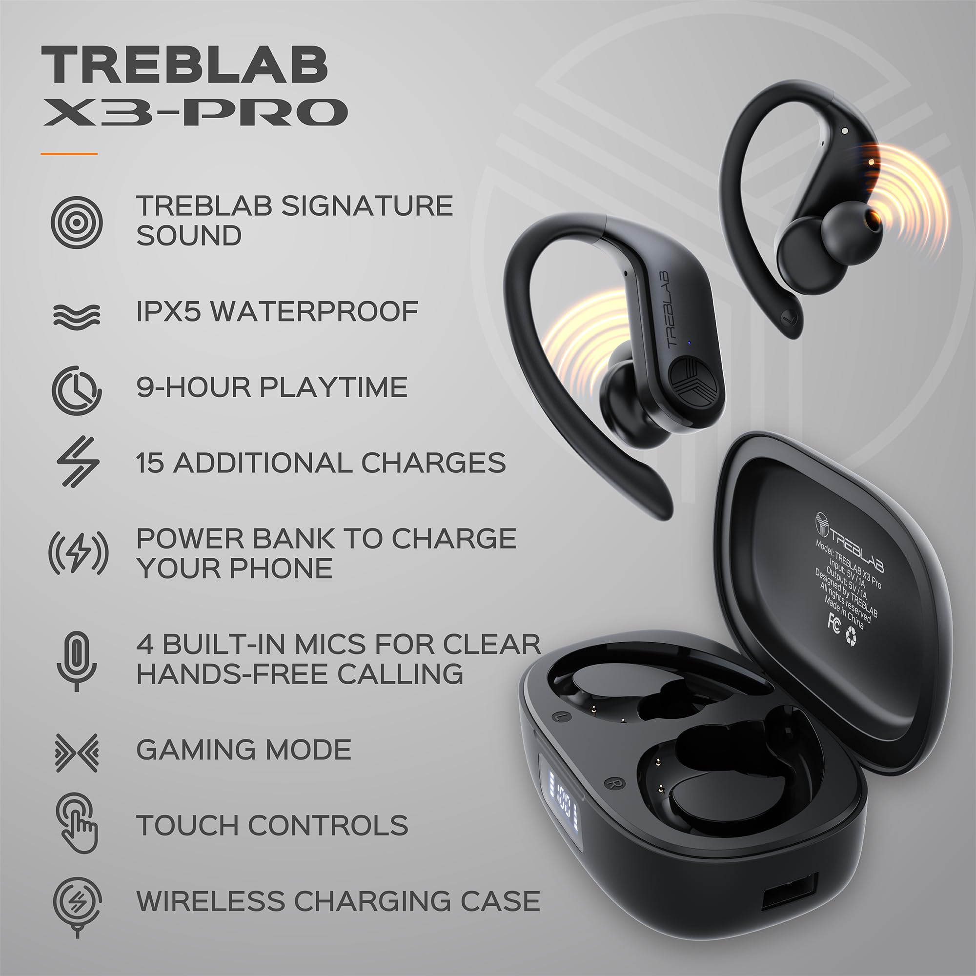 TREBLAB X3 Pro & XR700 True Wireless Earbuds - Bluetooth 5.0 Sports Headphones with Noise Cancellation - Perfect for Running, Gym Workouts and Travel