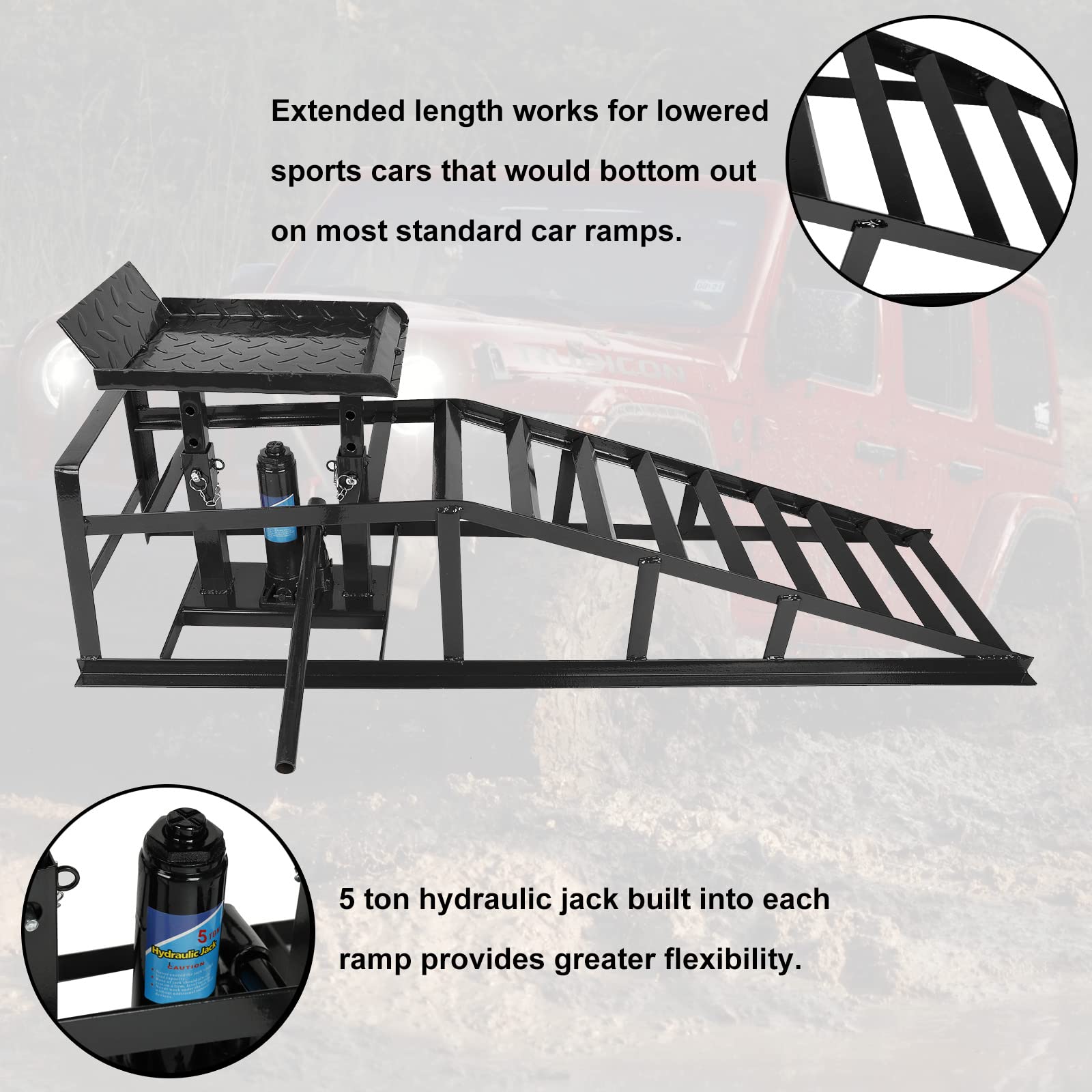 Heavy Duty Hydraulic Car Ramp 10000lbs (2-Pack) - for Auto & Truck Lifting