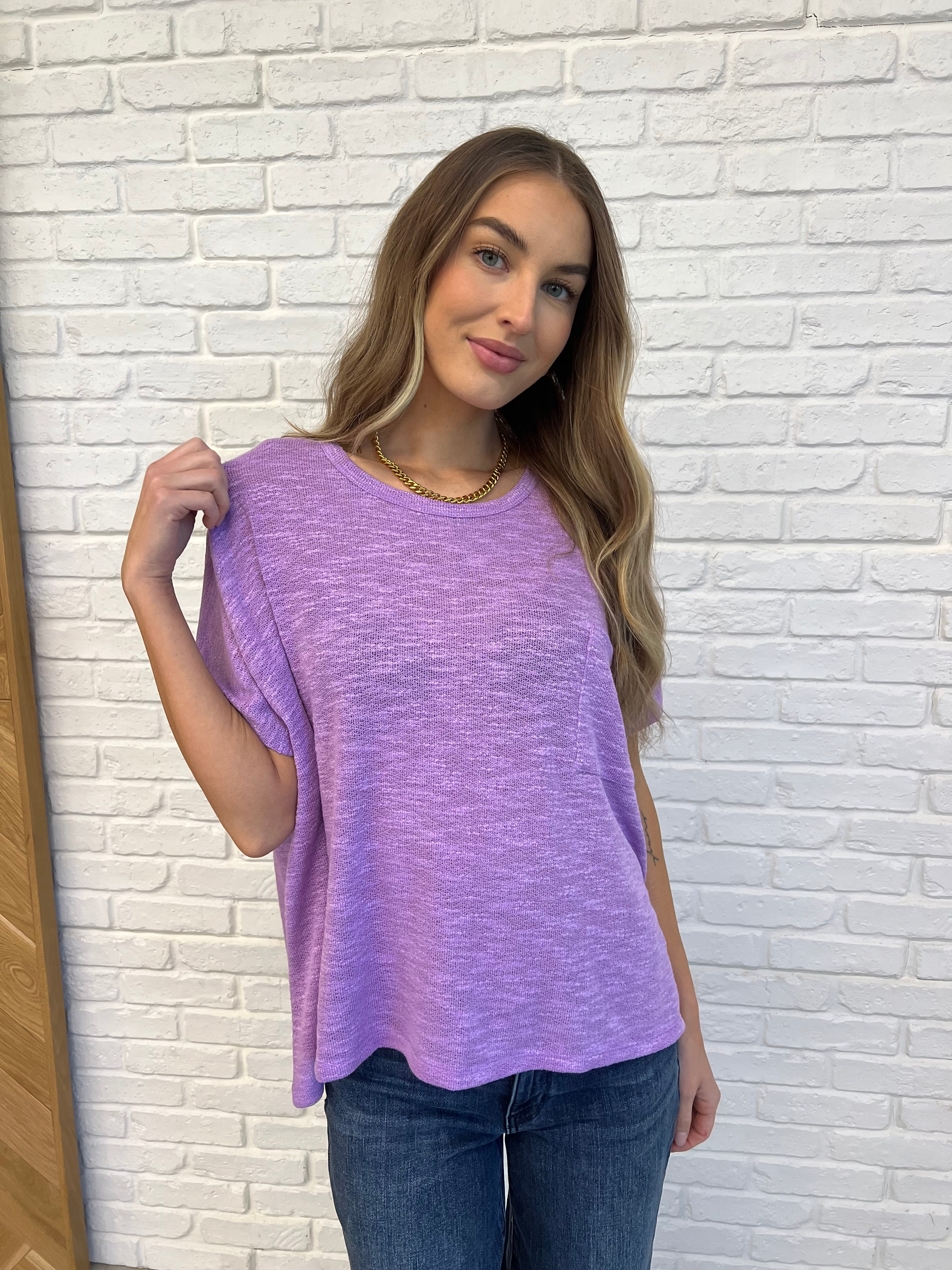 Flowy Dolman Sleeve Blouse in Light Lavender - Women's Loose Fit Casual Top for Work, Date Night & Summer Outfits