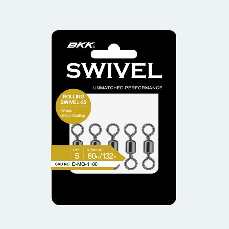 BKK Rolling Swivel 32 - Premium Fishing Swivel for Saltwater & Freshwater - Smooth 360° Rotation for Trolling, Casting & Bottom Fishing
