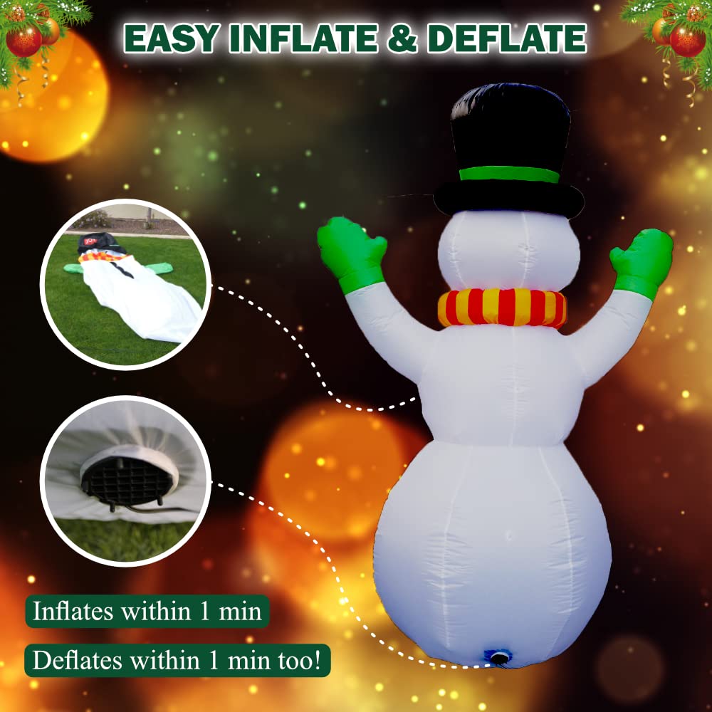 5 ft Inflatable Snowman with LED Lights & Pump - Indoor/Outdoor Christmas Decoration for Garden, Lawn, Playground, Courtyard | Perfect for Holiday Parties, Winter Festivals & Home Decor