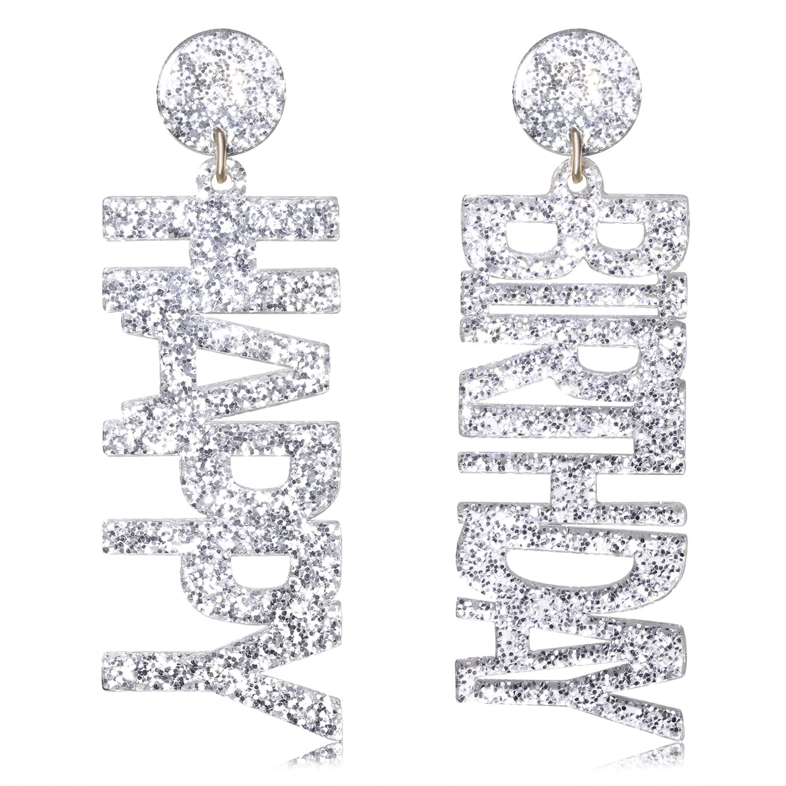 Happy Birthday Acrylic Glitter Letter Drop Dangle Earrings for Women - Sparkling Party Jewelry for Birthday Celebrations & Festive Gifts