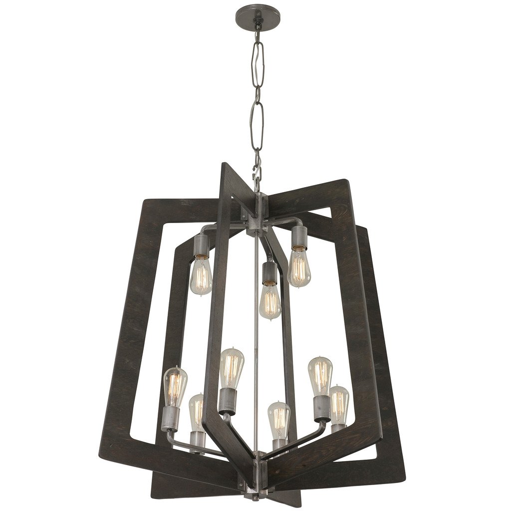 Lofty 9-Light Chandelier with Faux Zebrawood & Steel Finish - Elegant Dining Room Lighting for Modern Home Decor