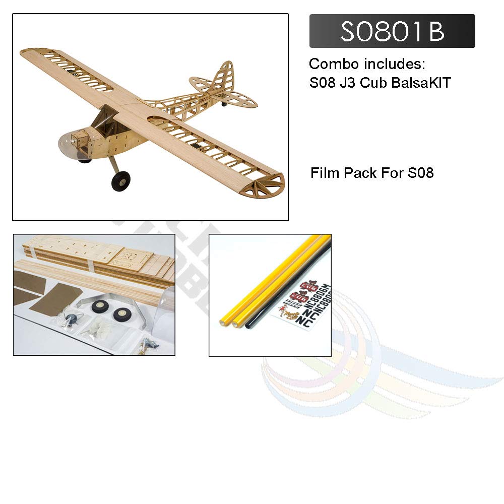 DW Hobby 1.2M Balsa Wood Piper Cub J3 RC Airplane Kit - Laser-Cut Unassembled Remote Control Model Plane for Adults & Hobbyists | Outdoor Flying, Backyard Fun & Aviation Enthusiast Gift