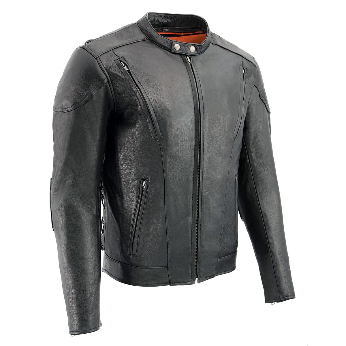 Milwaukee Leather ML1010 Men's Side Lace Vented Black Leather Scooter Jacket - Motorcycle Riding Gear for Urban Commuters & Bikers
