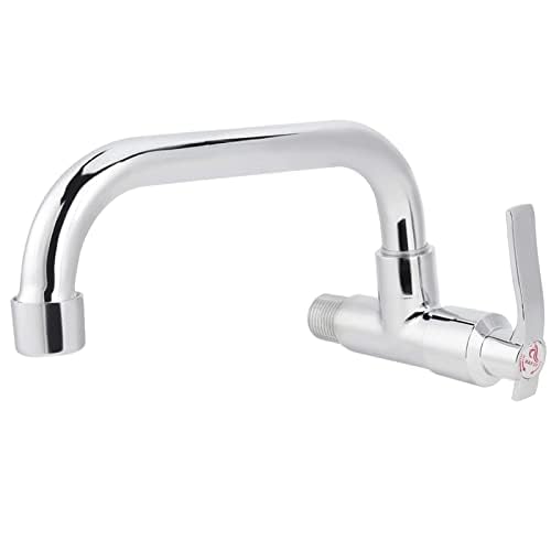 Wall Mount Kitchen Faucet - G1/2 Inch Cold Water Tap, 360° Rotating Silver Single Handle Sink Faucet for Washing Basin | Perfect for Home Kitchen & Laundry Utility | Durable & Stylish for Everyday Use