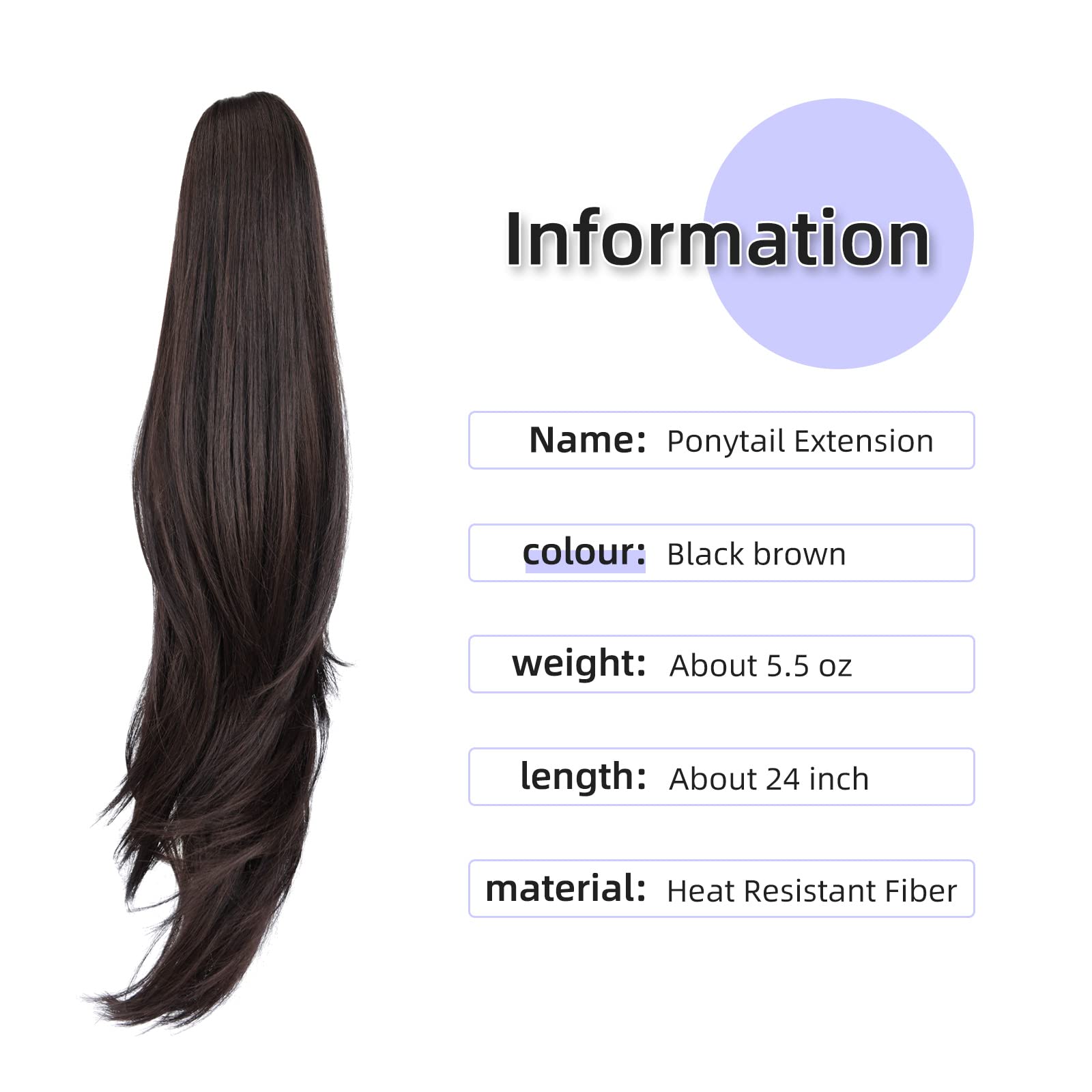 Natural Straight Ponytail Hair Extension with Claw Clip - Seamless Blonde Brown Black Hairpiece for Women - Perfect for Parties, Weddings & Everyday Styling