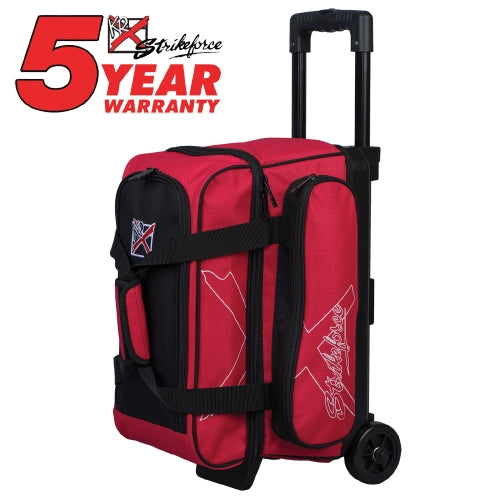 KR Strikeforce Hybrid Red Double Roller Bowling Ball Bag - Durable & Spacious for Tournaments & Practice - Perfect for Pro & Amateur Bowlers