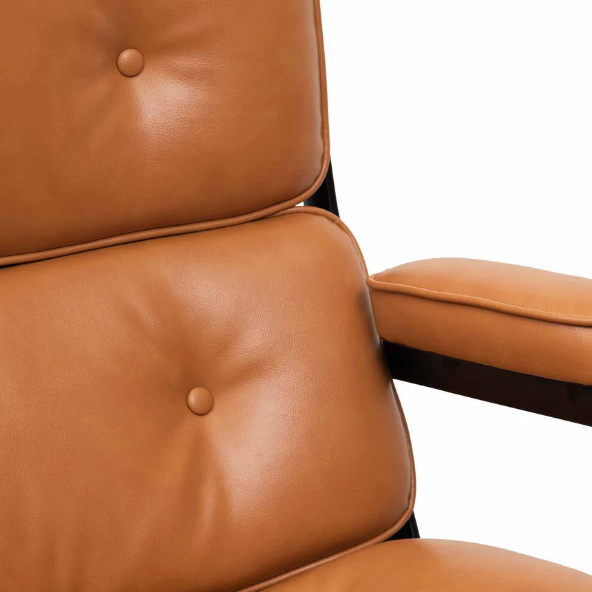 Ergonomic Adjustable Office Leather Chair - Honey Tan - Comfortable Executive Desk Chair for Home & Office Workspace