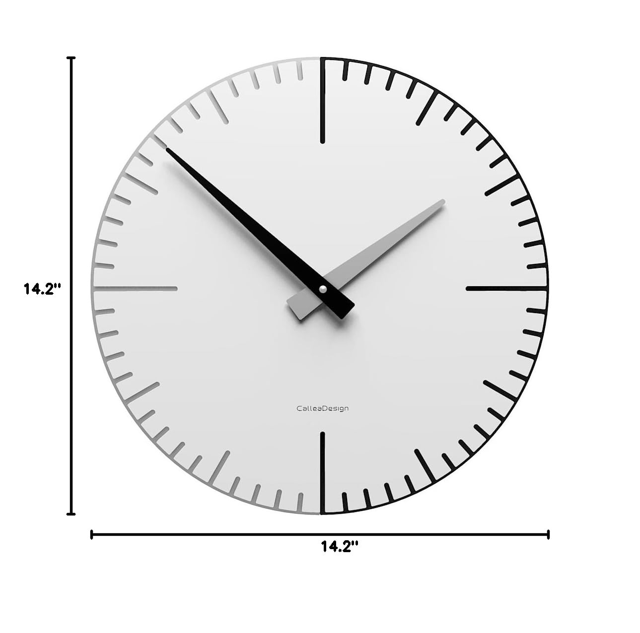 CalleaDesign 14.2 Inch Modern White Wall Clock - Silent Non-Ticking, Battery Operated, Perfect for Living Room, Bedroom, Office & Home Decor