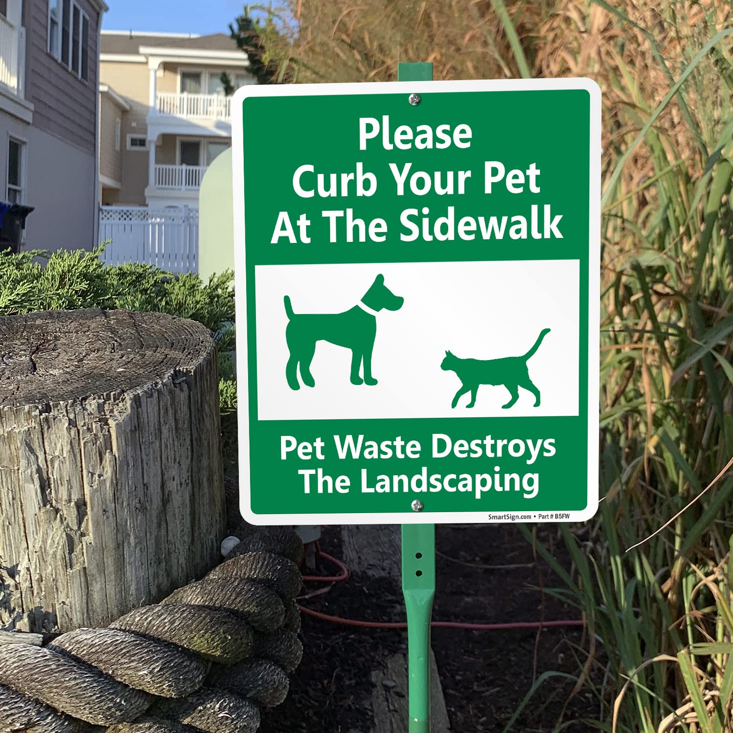 SmartSign 12 x 10 Inch 'Please Curb Your Pet' Yard Sign - Rustproof Aluminum Pet Waste Sign with 3ft Stake, 40mil Laminated (Green/White) - Perfect for Sidewalks, Parks & Landscaping Areas