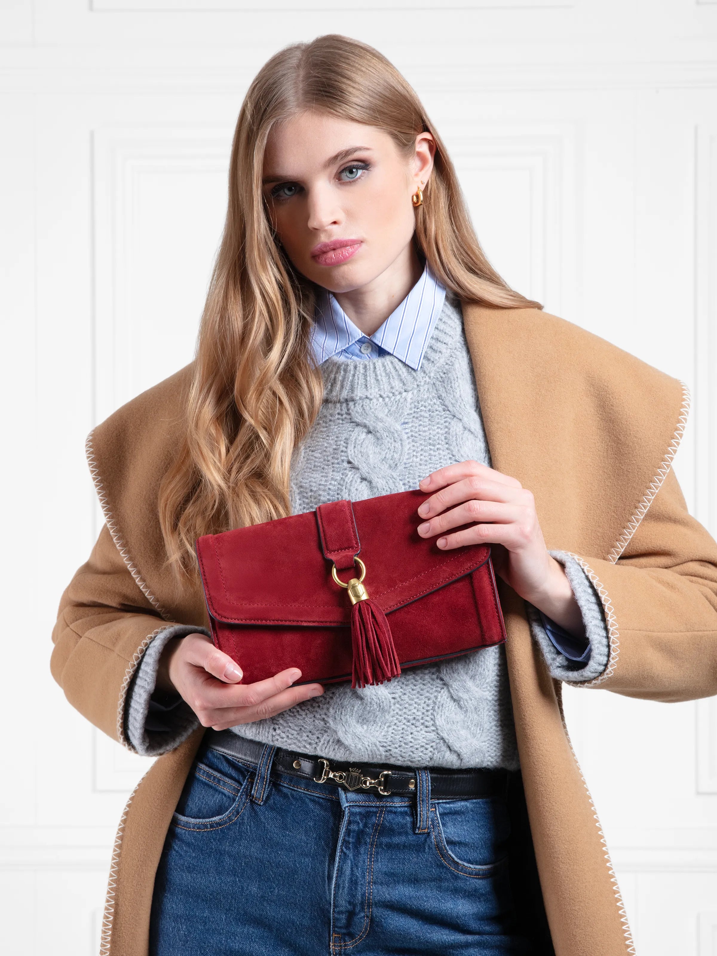 Langham Clutch Ruby - Elegant Women's Evening Bag for Parties, Weddings & Special Occasions | Small Handheld Purse with Rhinestone Accents | Perfect for Date Night & Formal Events