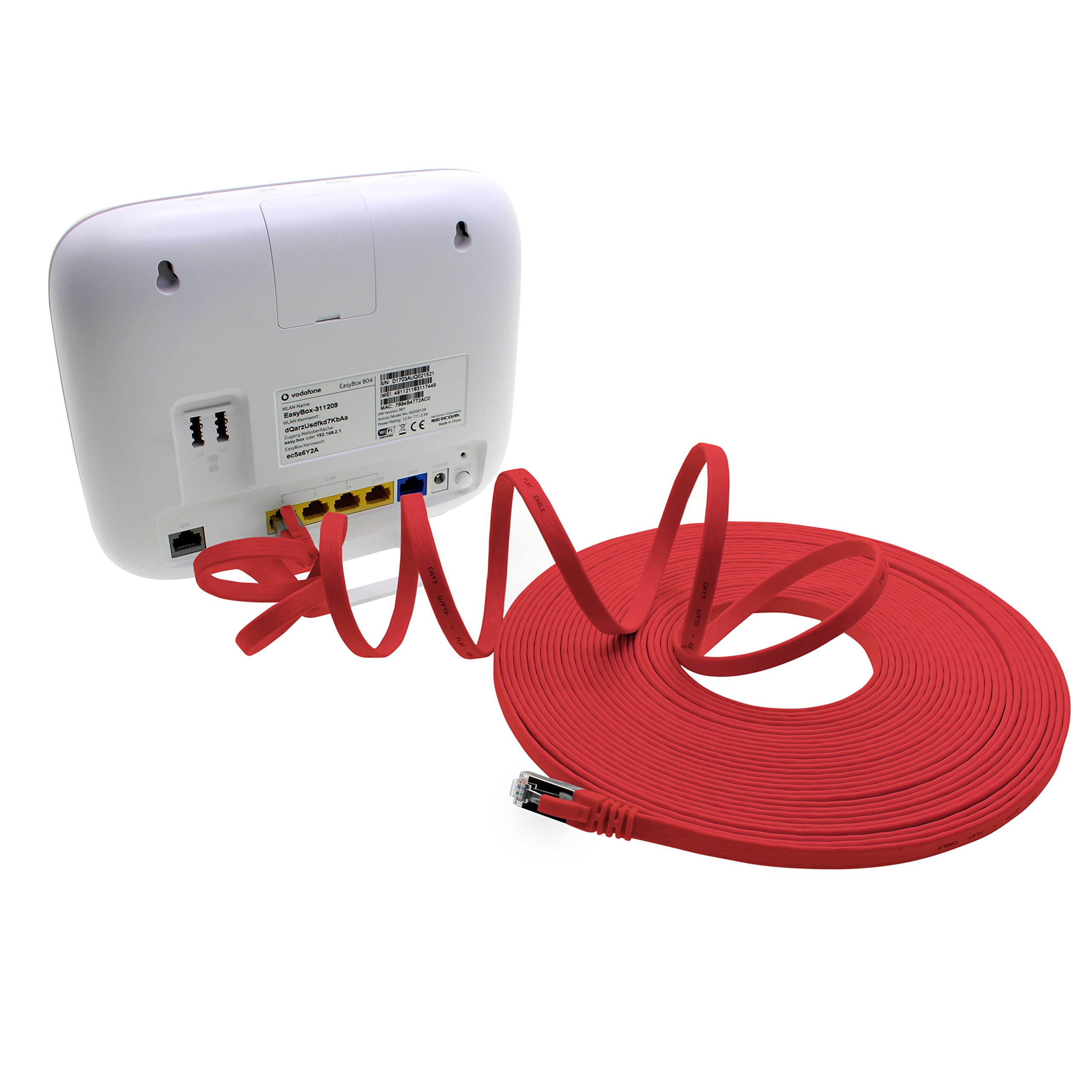 0.25m Red Cat7 Flat Ethernet Cable (10-Pack) - 10Gbps Gigabit LAN Network Cable, Slim RJ45 Patch Cord for Home/Office/Data Center Installation - Cat6a Compatible, High-Speed Internet & Gaming Use
