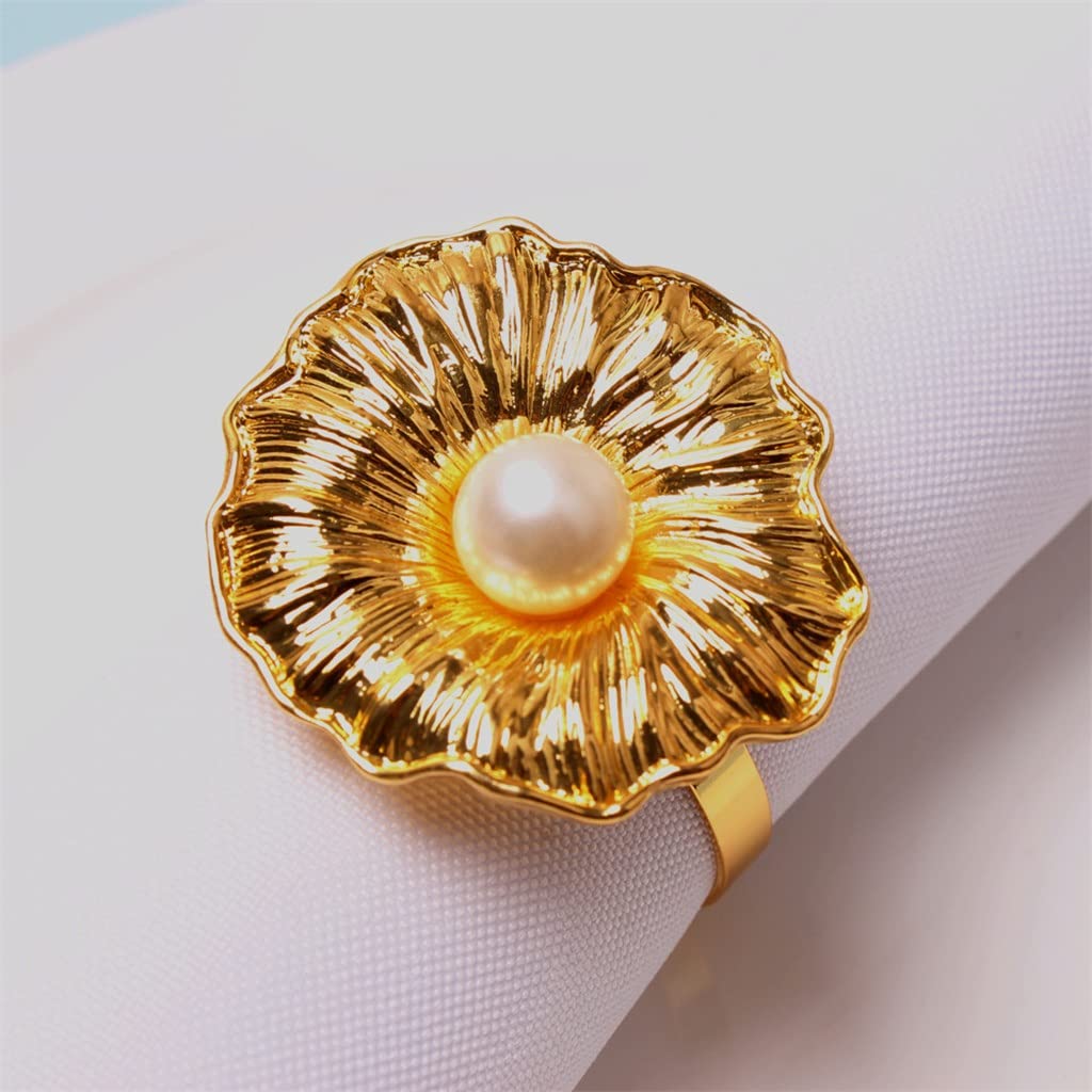 12pcs Gold Napkin Rings - Western Style Alloy Diamond Lotus Leaf Design for Hotel & Dining Table Decor - Perfect for Weddings, Parties, and Fine Dining Settings