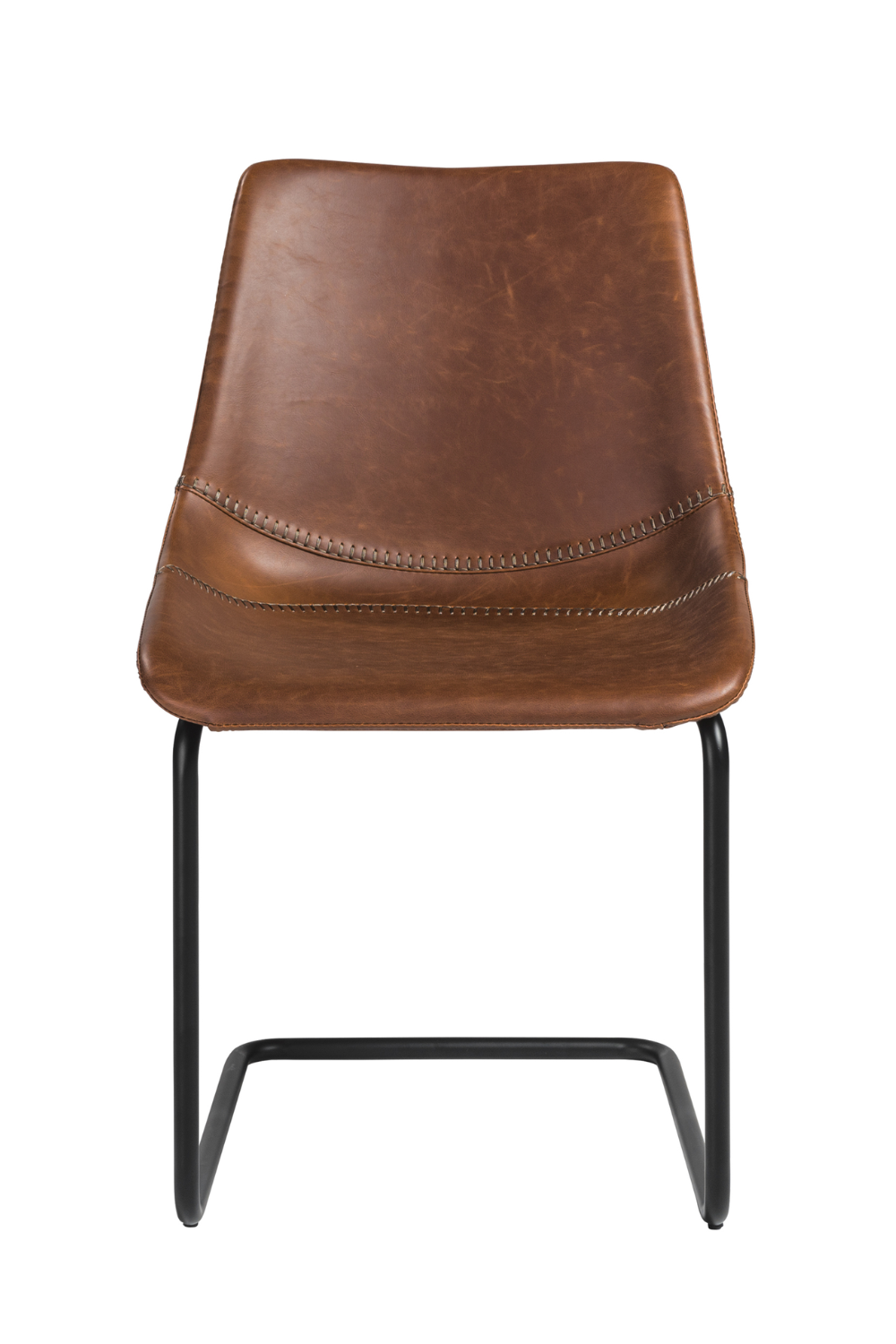Flynn Side Chair Set of 2 - Genuine Leather Upholstery & Coated Metal Legs - Modern Dining Room, Kitchen, or Office Seating
