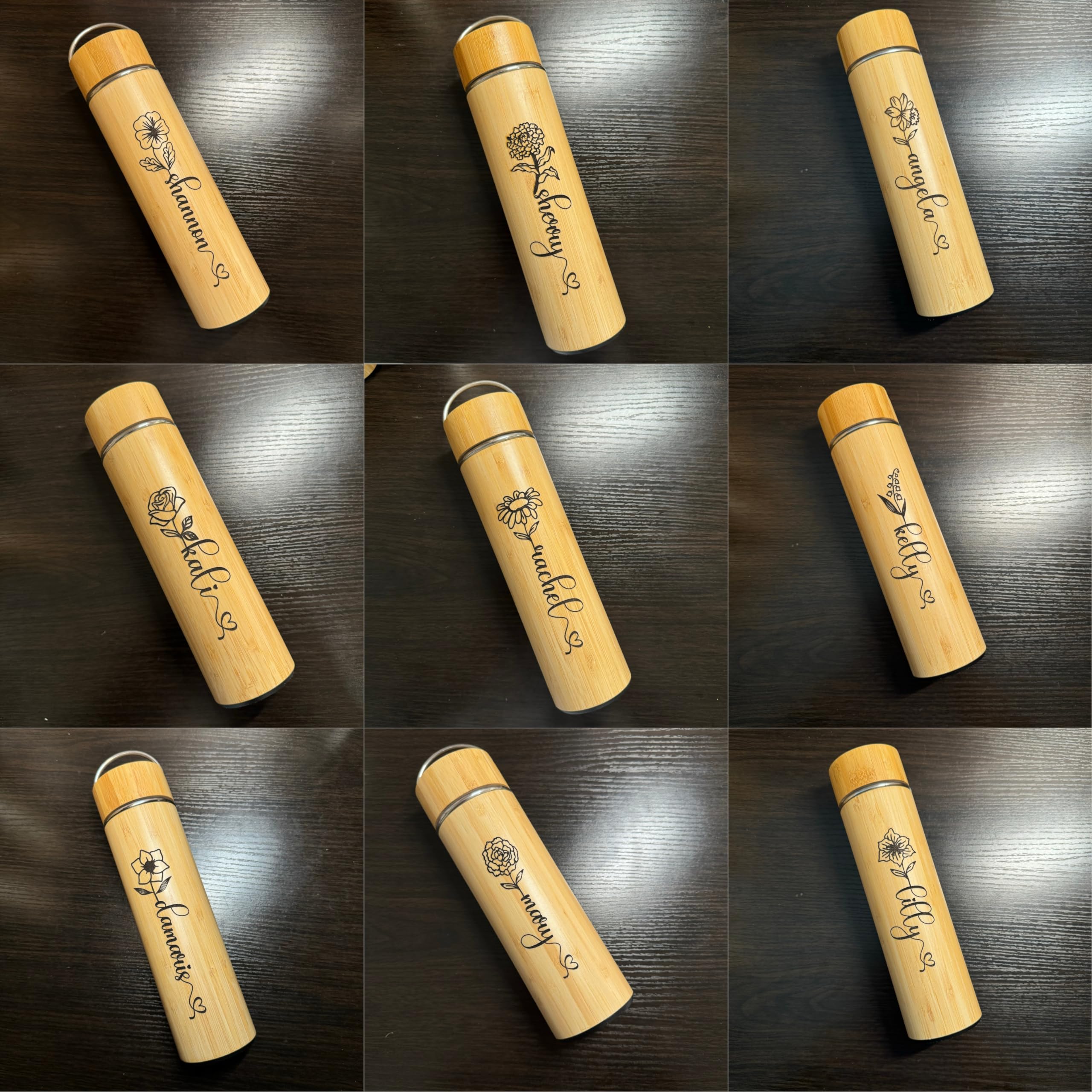 17oz Personalized Bamboo Tumbler with Tea Infuser - Insulated Stainless Steel Water Bottle | Eco-Friendly Tea Thermos for Women | Best Friend Birthday Gift, Christmas Present (Great for Office, Yoga & Travel)