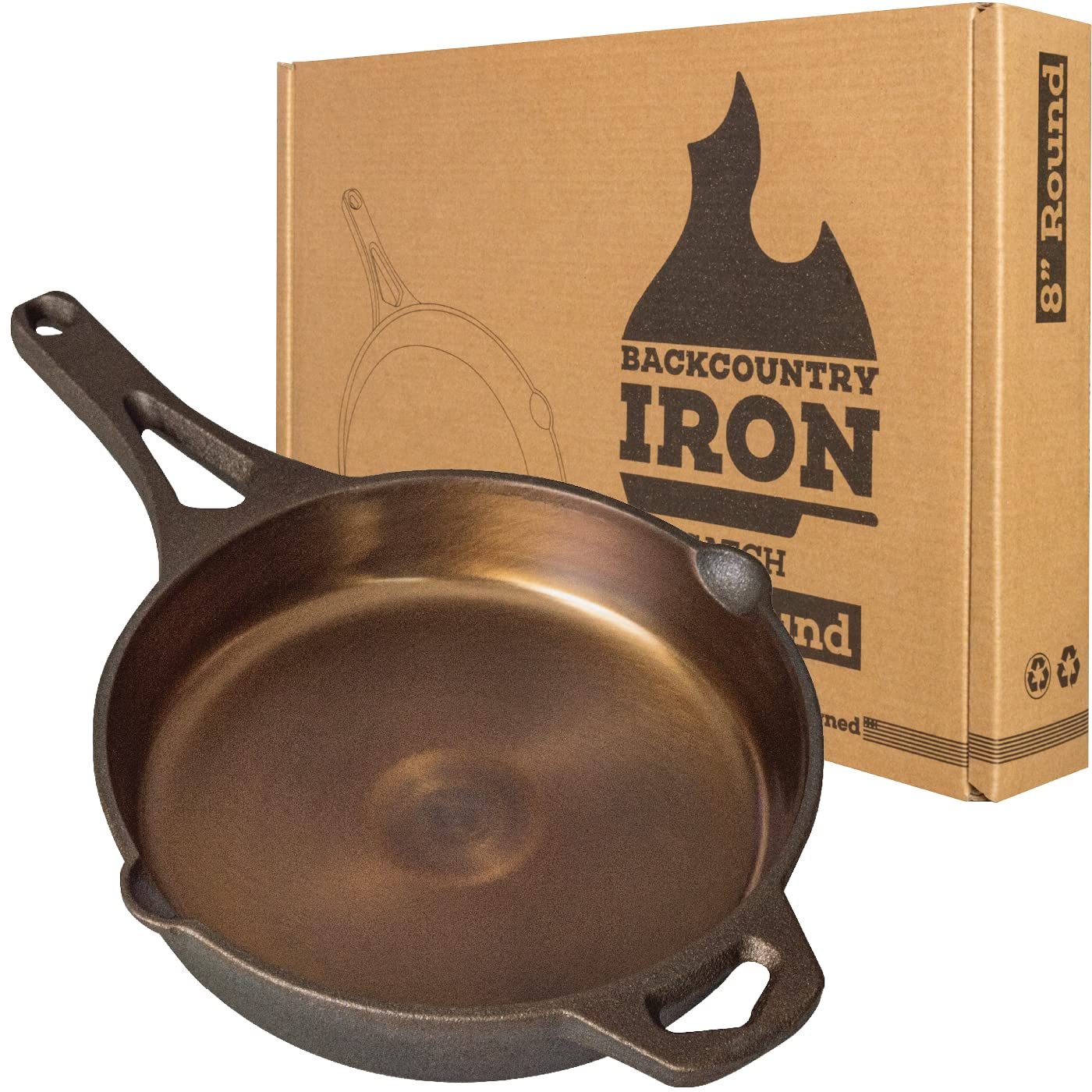 Pre-Seasoned 8 Inch Round Cast Iron Skillet - Backcountry Iron Wasatch Series - Perfect for Camping, Dutch Oven Cooking & Outdoor Adventures
