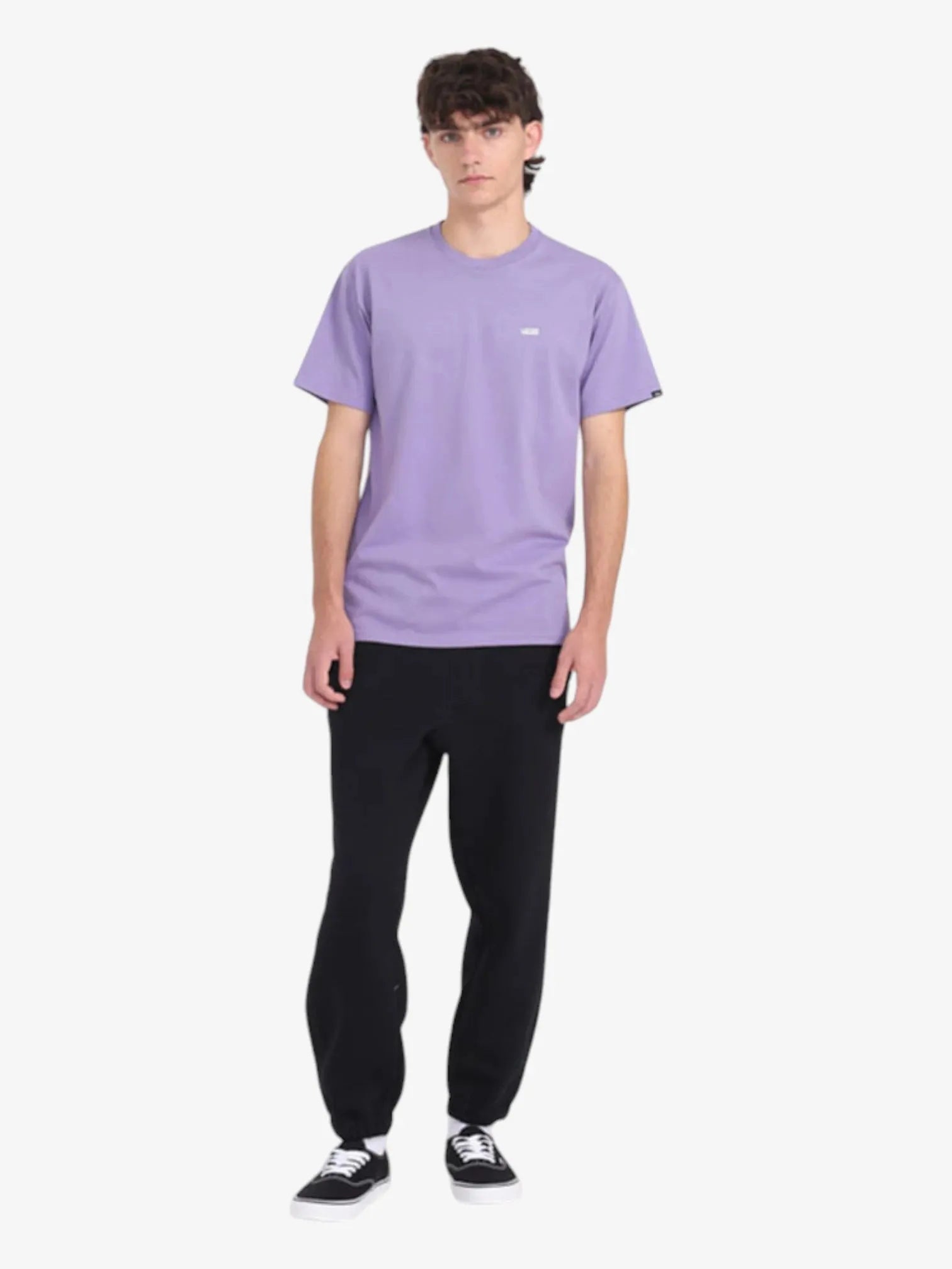 Vans Left Chest Logo Purple T-Shirt for Men - Casual Streetwear Tee for Skateboarding, Music Festivals & Everyday Wear
