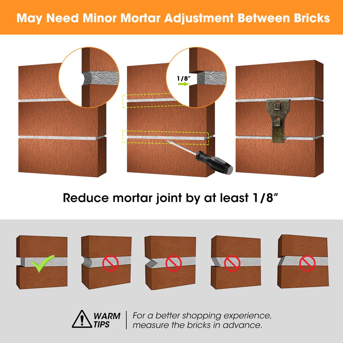 AIEVE 10 Pack No Drill Brick Wall Hooks - Heavy Duty Brick Clips for Hanging Outdoor Decor (Fits 2-1/4