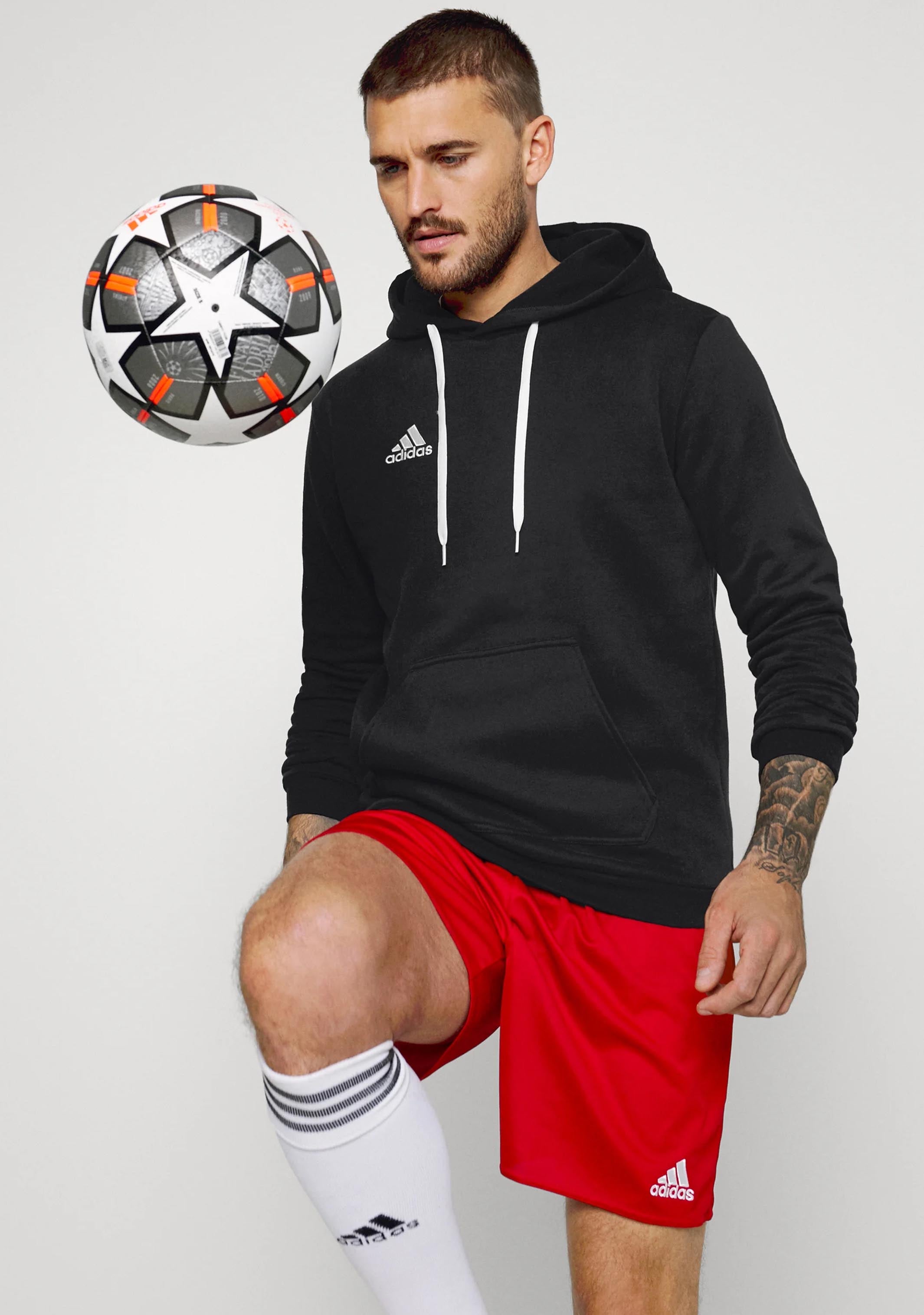 Adidas Men's Entrada 22 Hoodie - Lightweight Fleece Pullover with Kangaroo Pocket | Casual Wear, Gym & Outdoor Activities