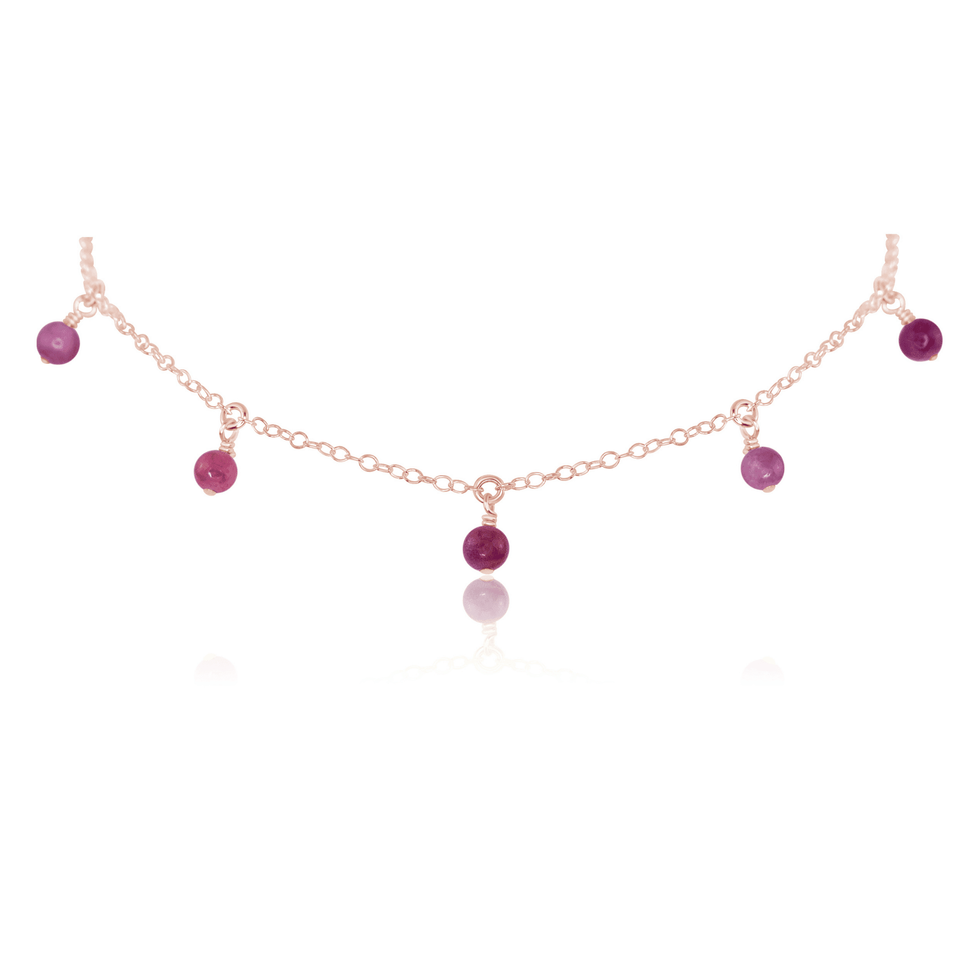Elegant Ruby Bead Drop Choker Necklace - Dainty Adjustable Chain for Women | Perfect for Evening Parties, Weddings & Date Nights