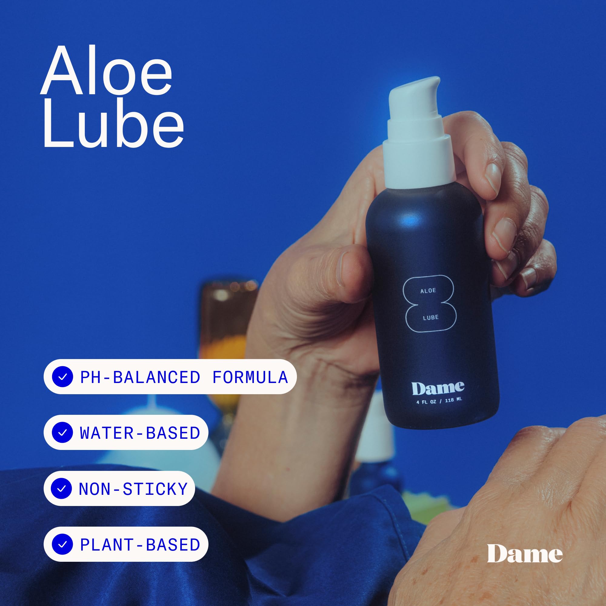 Dame Products Aloe-Based Personal Lubricant for Women - 4 Fl Oz - Doctor Recommended pH-Balanced Aloe Vera Lube - Perfect for Intimate Comfort & Sensitive Skin Care - Ideal for Couples & Solo Use
