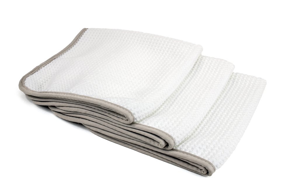 Autofiber No Streak Freak Microfiber Waffle Weave Towel for Windows & Mirrors - 16x16 Inch, Pack of 3 White - Perfect for Car Detailing, Glass Cleaning & Household Shine