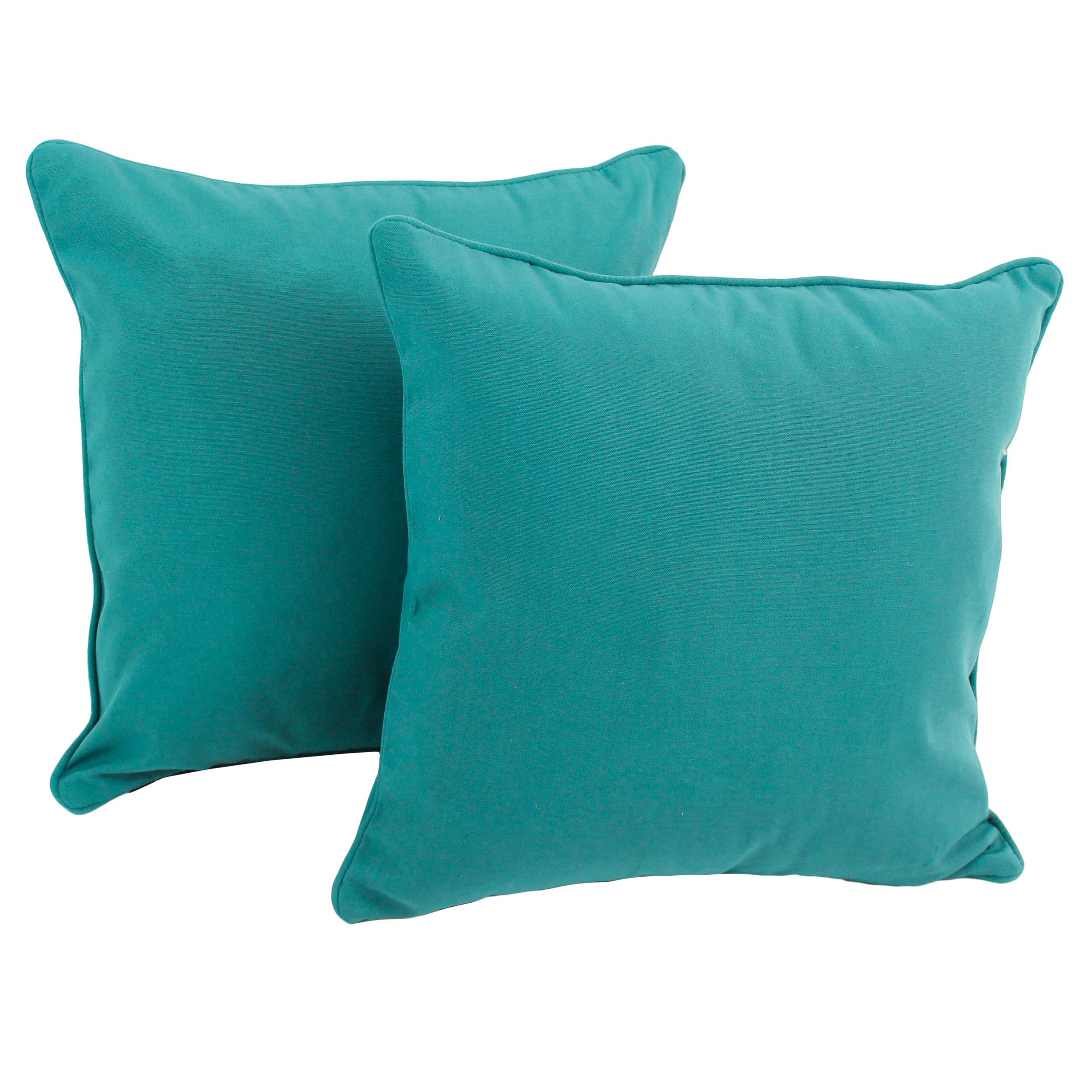 Blazing Needles Corded Microsuede Throw Pillows (Set of 2) - 18 Inch Aqua Blue Decorative Cushions for Sofa, Bed & Living Room