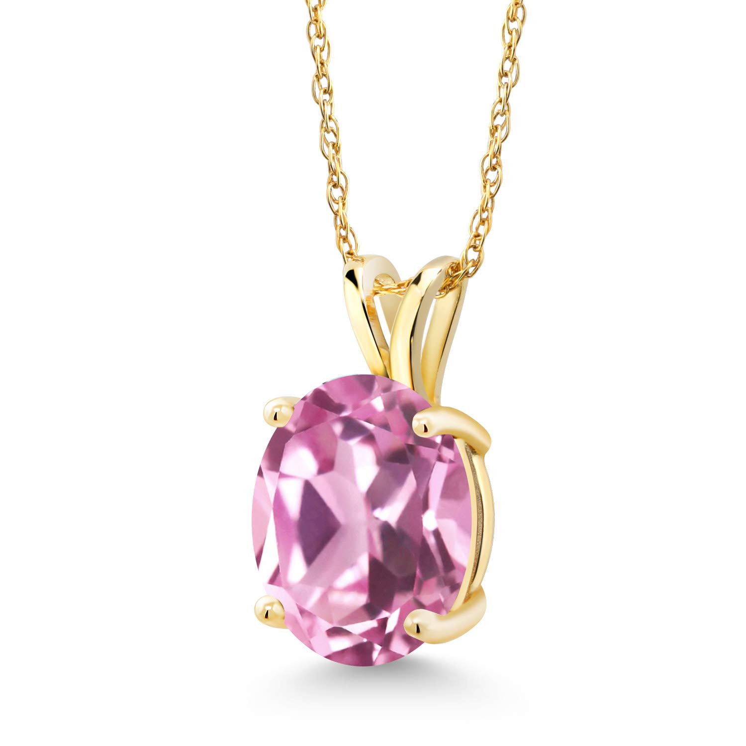 14K Yellow Gold 10X8MM Oval Birthstone Pendant Necklace for Women - Gemstone Jewelry with 18 Inch Chain | Perfect Gift for Mom, Wife, Her | Elegant Fine Jewelry for Birthday, Anniversary & Special Occasions