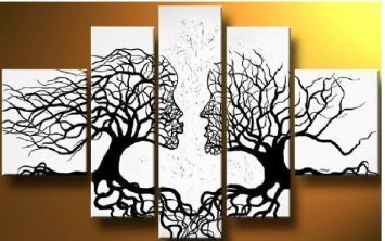 Wieco Art Wind Floating Tree - 5 Piece Extra Large Modern Handmade Impressionist Dancing People Oil Painting on Canvas, Wall Art for Living Room, Bedroom, Home Decor - Perfect for Modern Gallery Wrapped Artwork & Office Decor