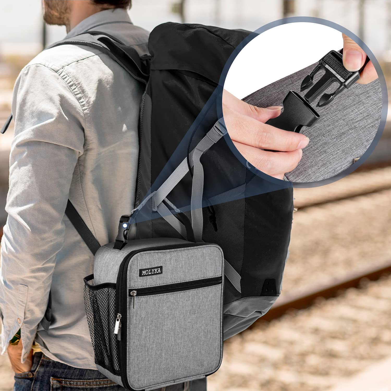 Insulated Lunch Box for Adults - Durable Reusable Lunch Bag with Thermal Protection, Leakproof Tote for Men & Women (Gray) - Perfect for Office, School, Picnics & Outdoor Activities